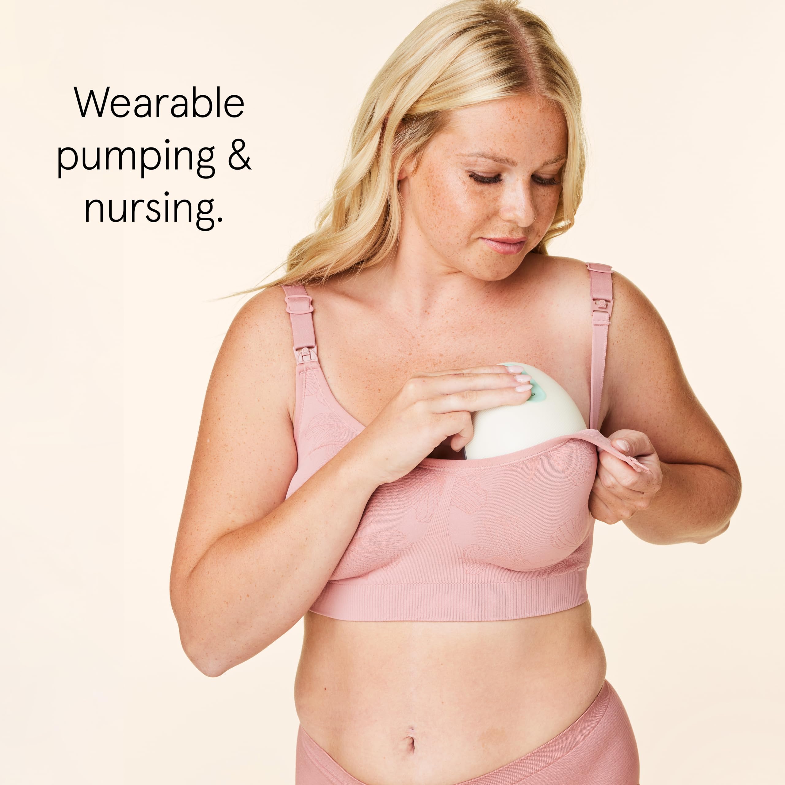 Bravado Designs Women's Beaucoup in-Bra Pumping Bra | Hands-Free Pumping & Nursing Bra | | B-G Cups | Seamless | Wireless | Padded | Full-Coverage | Double Extra Large | Roseclay 2