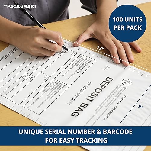 Miniatura 4 de USPACKSMART Bolsas de plástico opacas de 9 x 12 pulgadas  Depósitos bancarios seguros, manejo de efectivo o transporte seguro de divisas  Códigos de