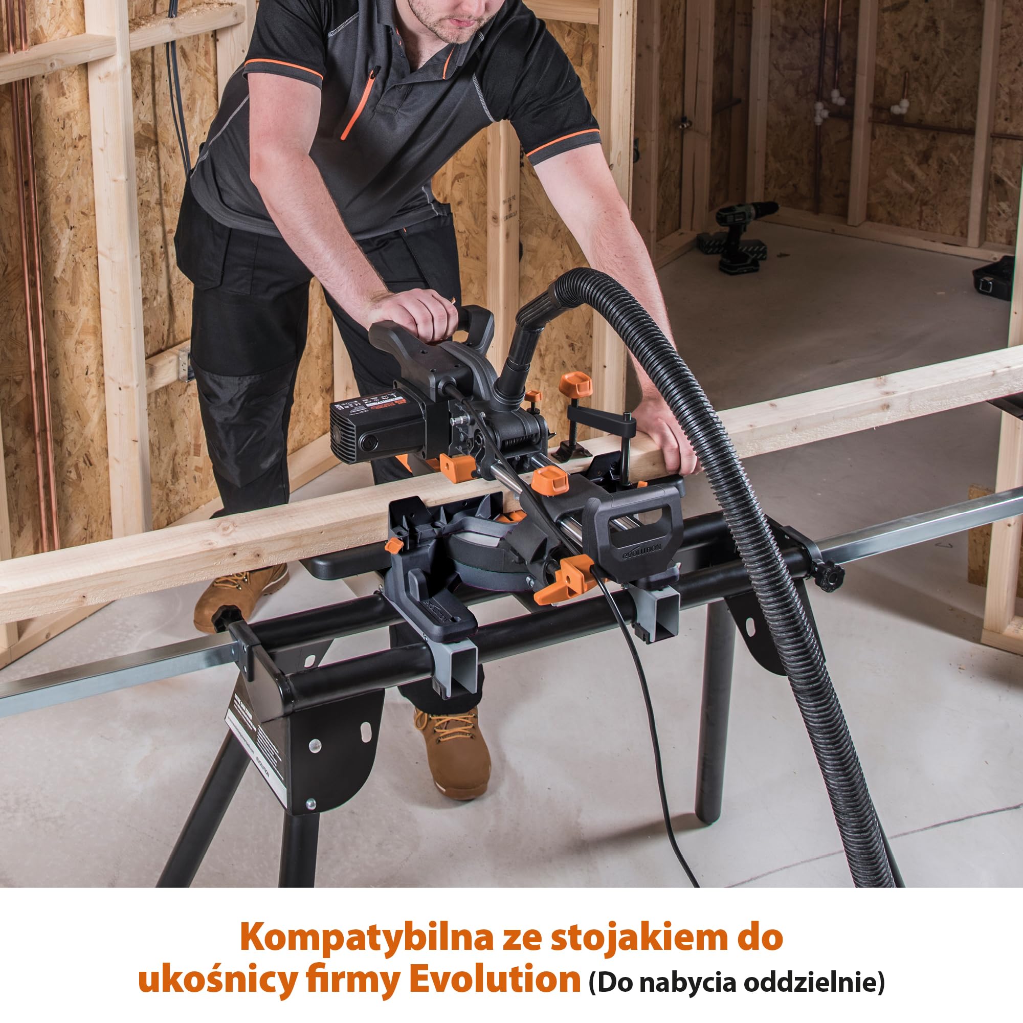 Evolution Power Tools Przesuwna ukośnica R185SMS+ 185 mm 230 V do cięcia drewna, metalu, plastiku