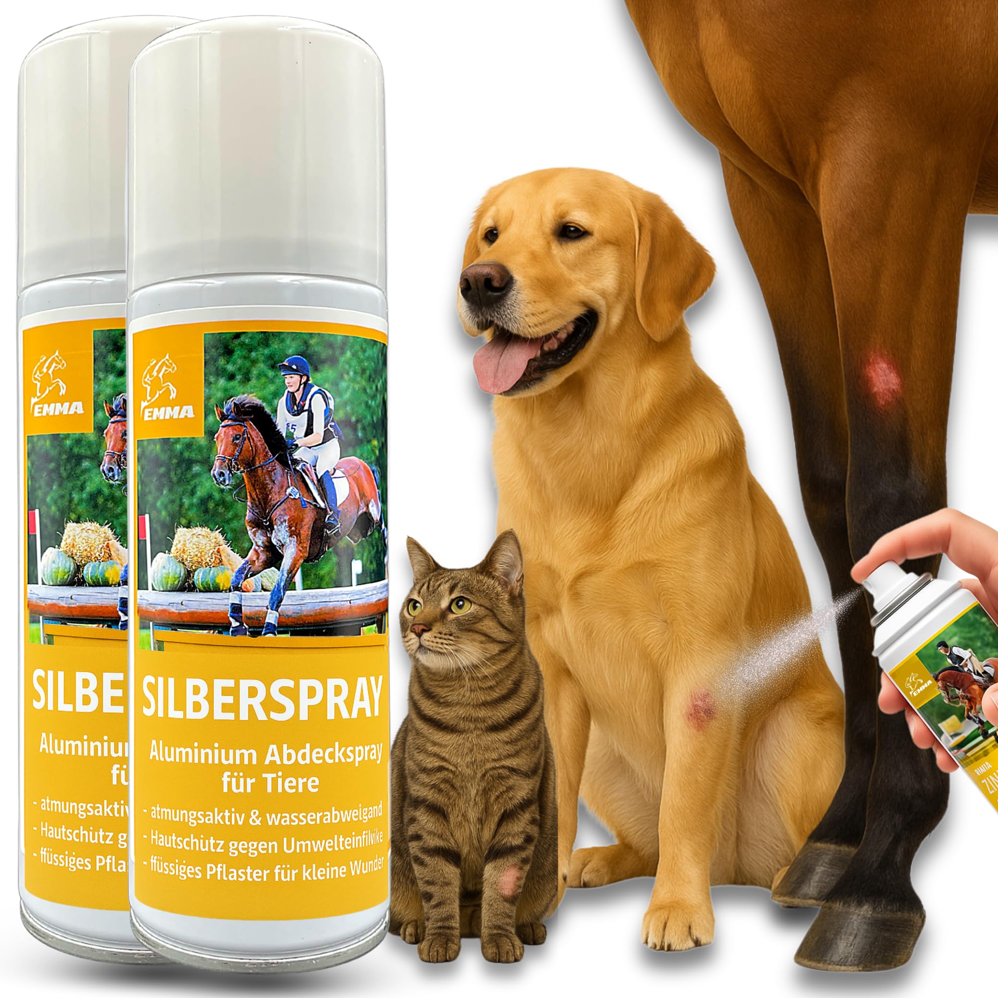 Spray de plata para caballos I Spray protector de heridas para animales I Spray de plata para perros y gatos I Spray de plata de aluminio I Desinfección Yeso en spray I Cuidado y desinfección 2*200ml