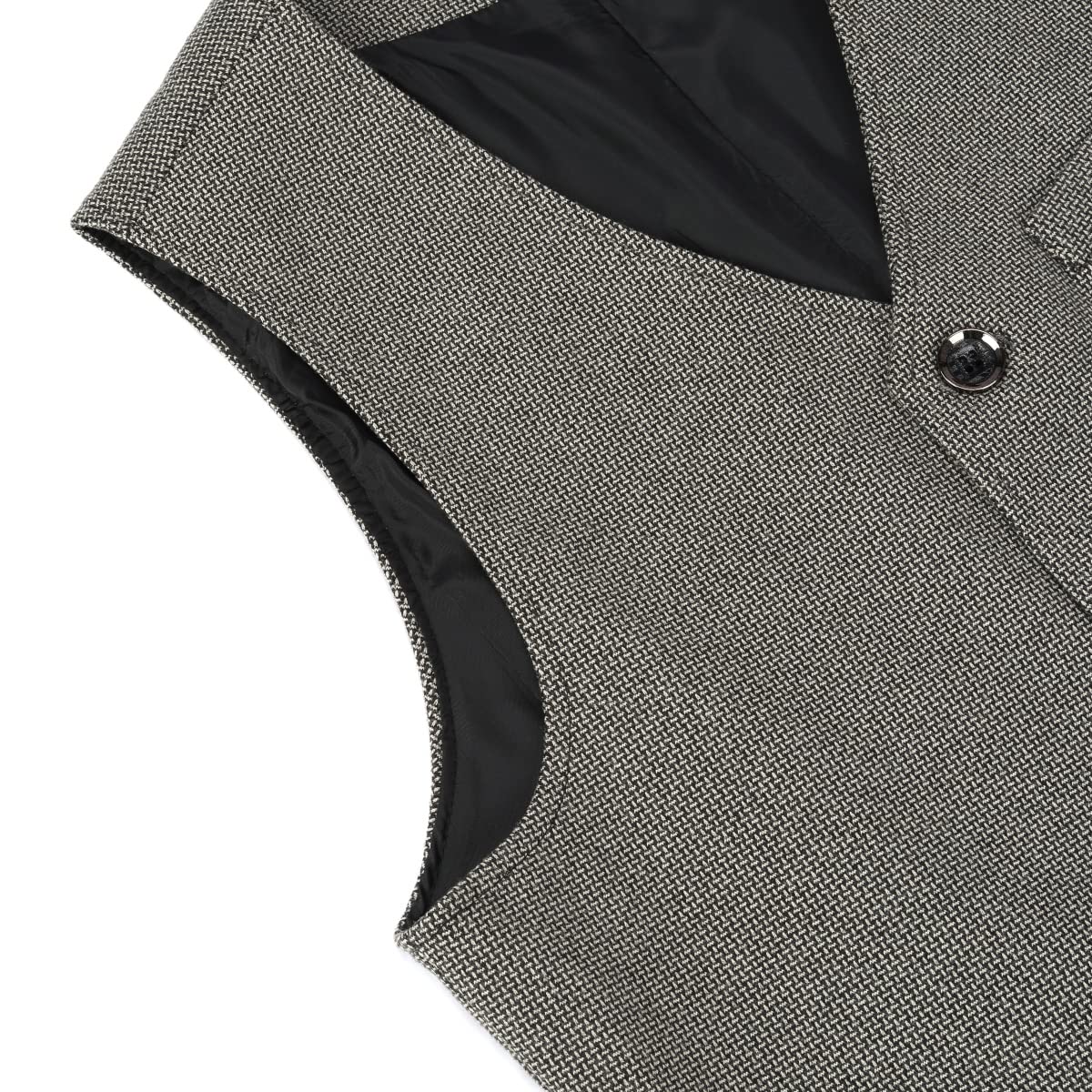 Allthemen Chaleco occidental para hombre chaleco de traje con cuello en V en espiga chaleco de lana básico clásico Formal para boda
