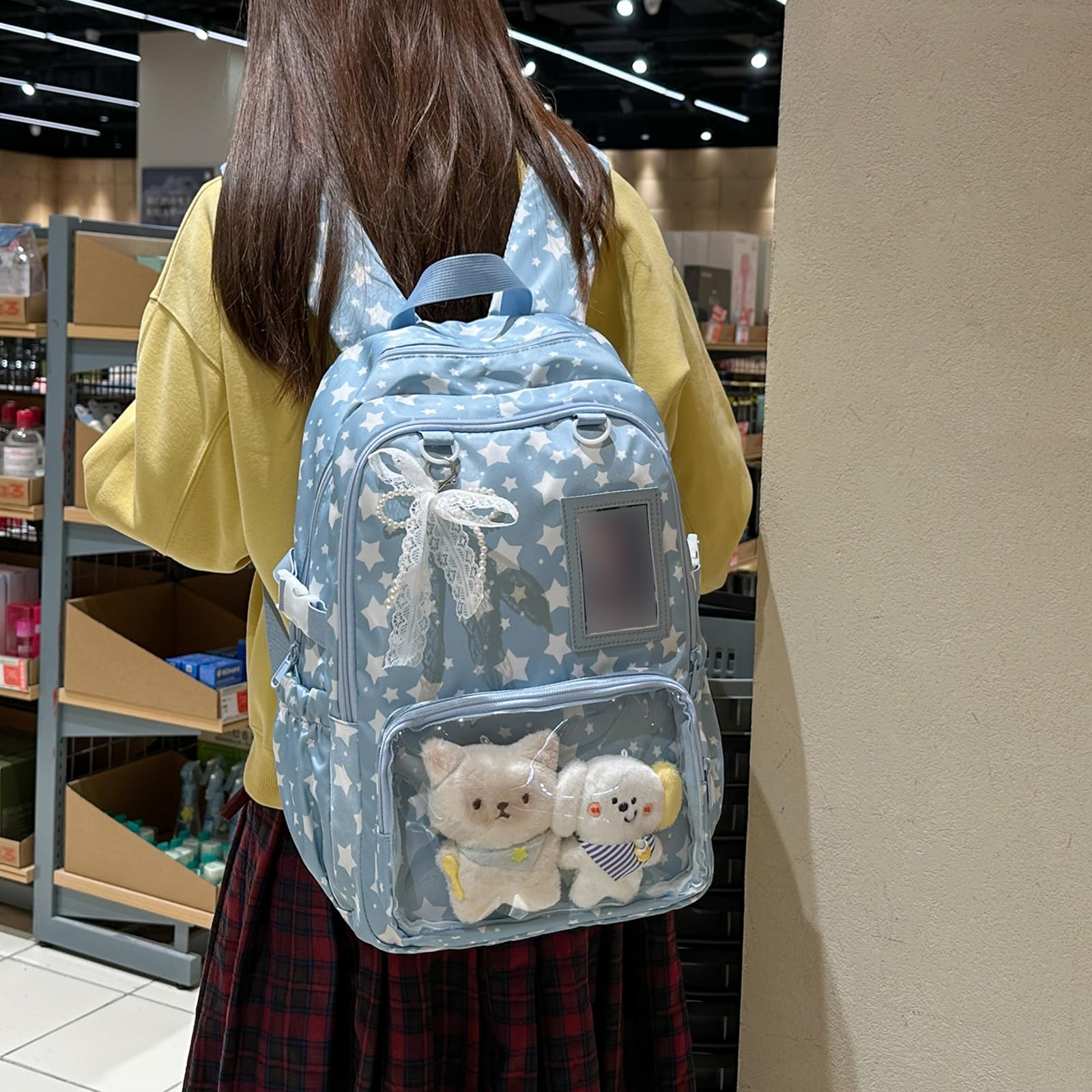 Damski nylonowy plecak Itabag o dużej pojemności do pracy, NIEBIESKI
