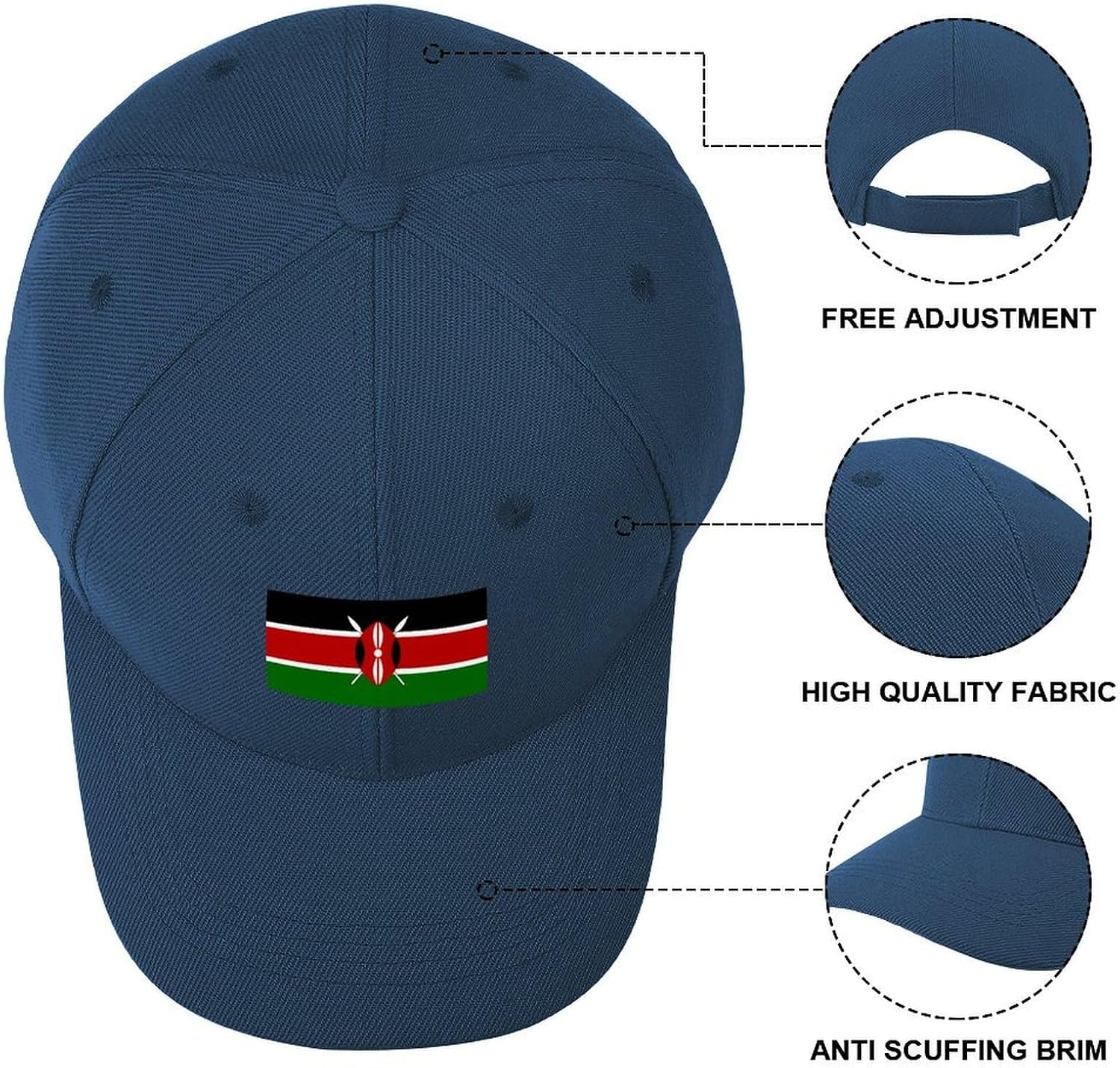 Children Kenya Flag Baseball Cap,Boys Girls Sports Outdoor Travel hat,Snapback Trucker Sun Protection hat