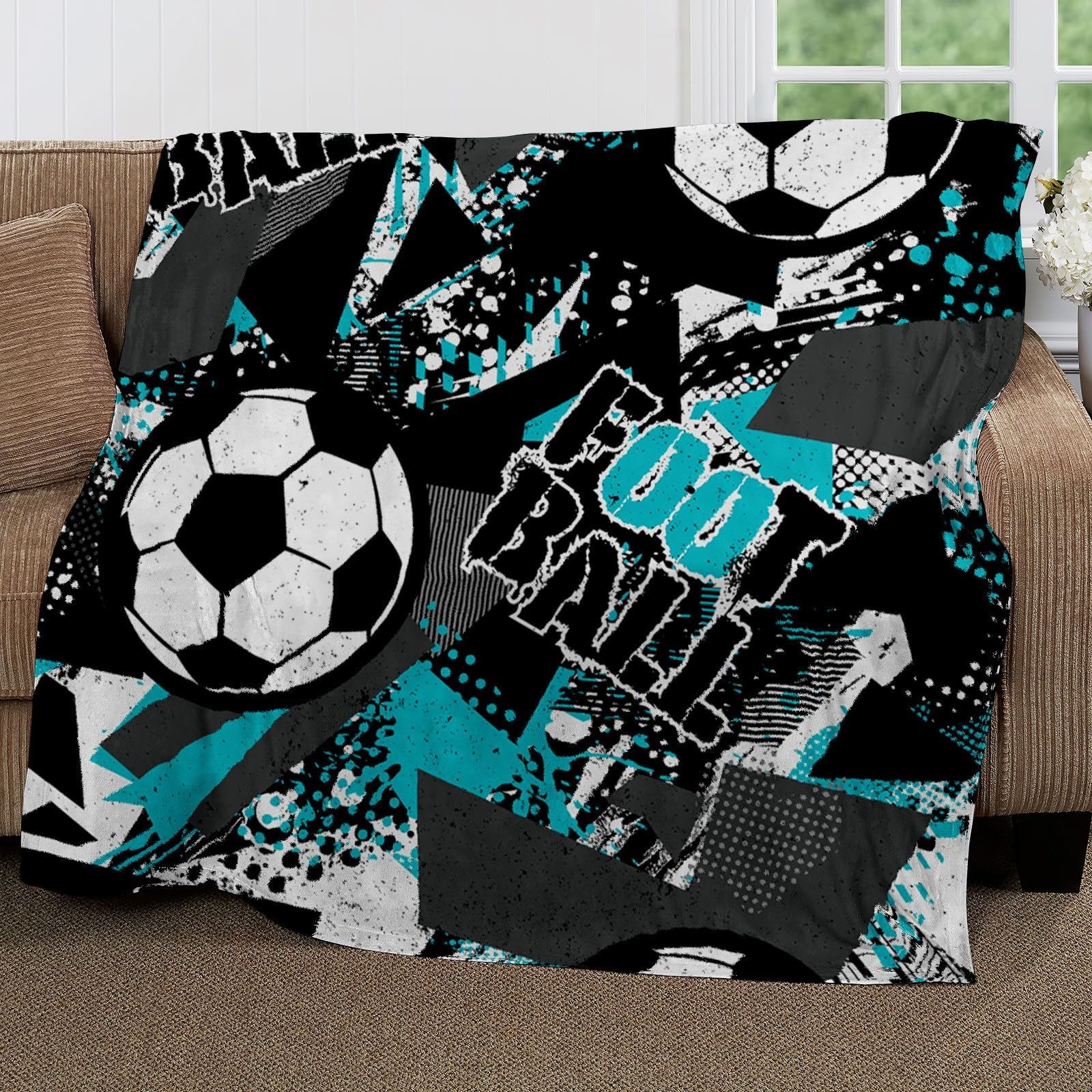 Cozyrest Football Doodle Style 5 Fleece Throw Flannel Blanket Football Doodle Style Printed Pattern Sherpa Fleece Bed Blanket Soft And Warm Fleece Throw Flannel, Blanket For Kids Teens Adults And Bed Couch 27X39 Inch