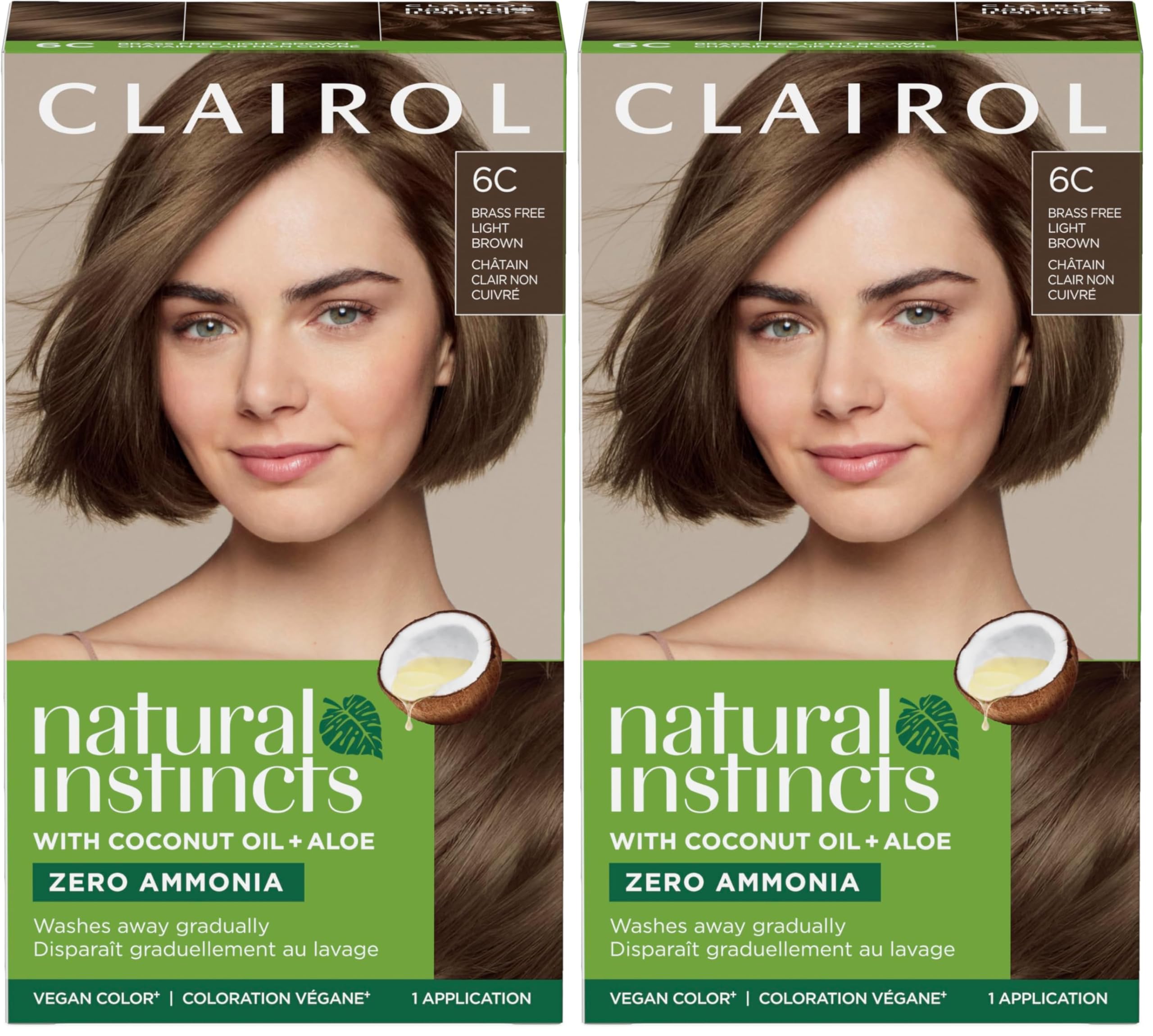 ClairolNatural Instincts Demi-Permanent Hair Dye, 6C Light Brown Hair Color, Pack of 2