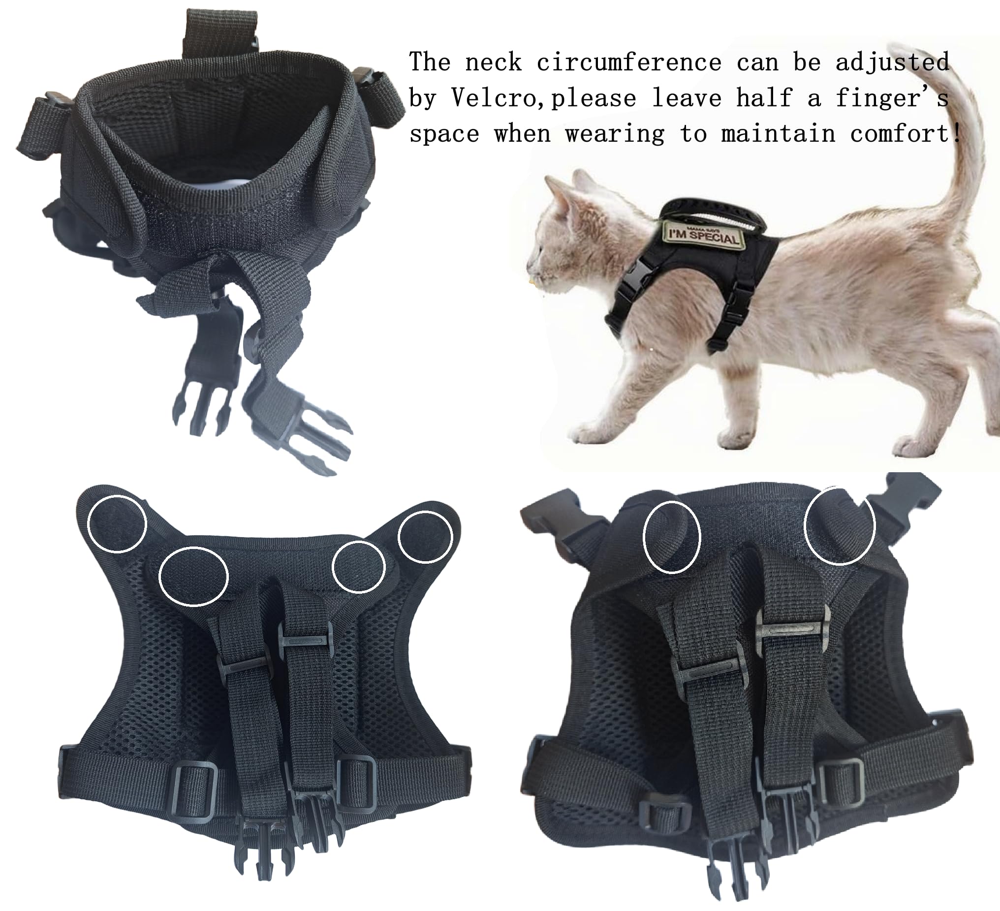 Pettorina tattica per gatti, imbracatura regolabile per passeggiate con logo ricamato, facile da controllare, corda da traino riflettente per gatti traspirante e anti fuga (verde militare)