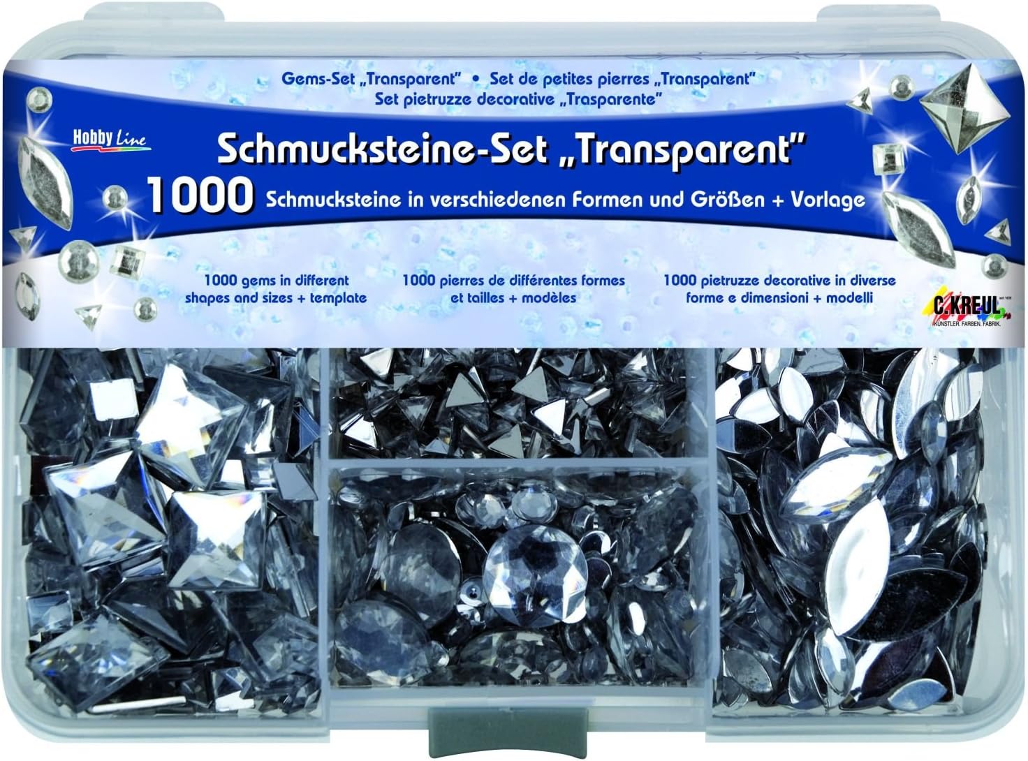 Kreul 49640, gemstone set, transparent, multi-coloured, Sortiert