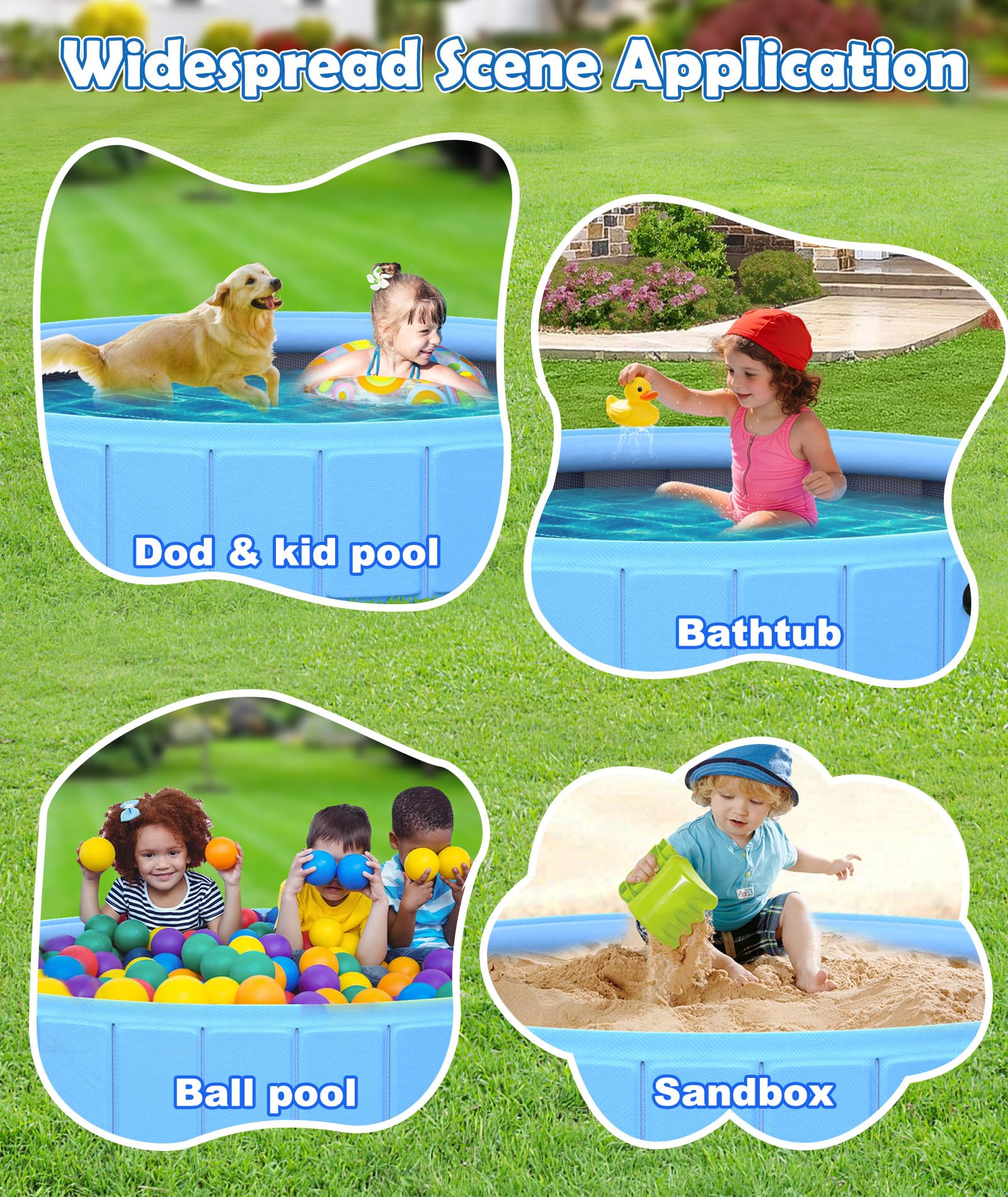 EPN Large Foldable Dog Pool – 0.55MM PVC 2-in-1 Portable Bathtub & Sprinkler for Dogs, Cats, Kids – Heavy Duty, Non-Slip, Summer Water Toy (106 in) - image 7