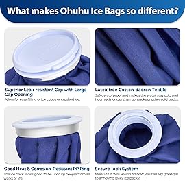 Ice Bags for Injuries Reusable: Ohuhu 3 Packs Ice Cold Packs Ice Bag Hot Water Hot & Cold Therapy Pain Relief for Knee Leg Injury No-Leak Breathable Waterproof Ice Bags 3 Sizes 6/9/11, Blue