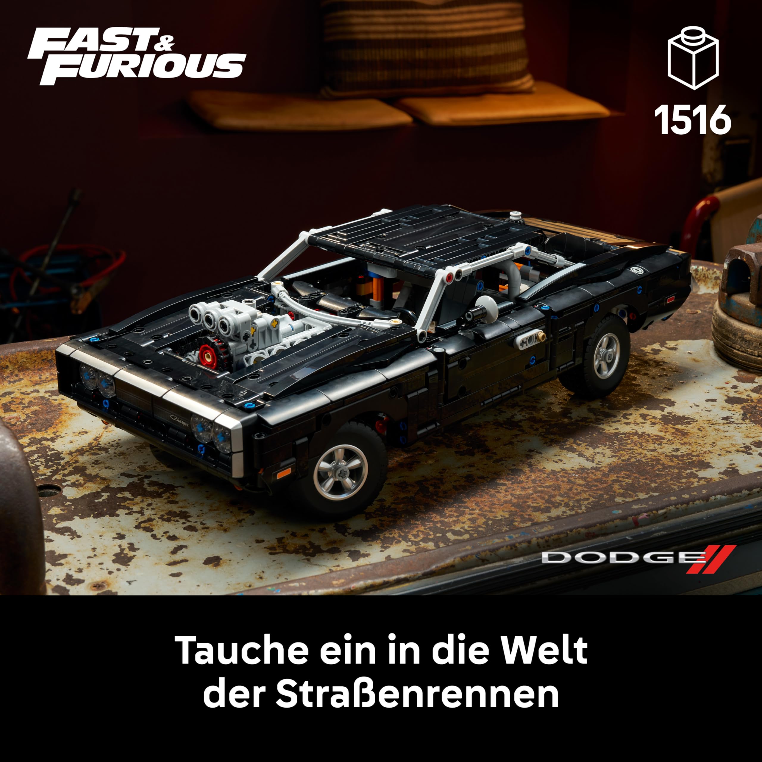 LEGO Technic Fast and Furious Dodge Charger R/T Auto - Modellbau Auto für Erwachsene - Sammlerset mit V8 Motor und Federung - Nostalgisches Geschenk für Filmfans - 42231