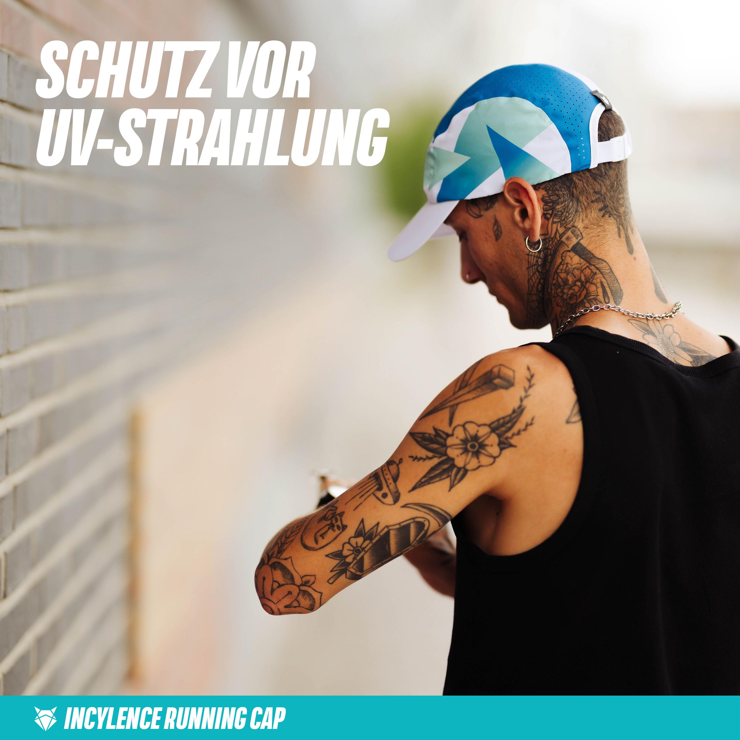 INCYLENCE Running Cap – Ultraleichte Laufkappe mit UV-Schutz, Unisex | Atmungsaktives Material, 100% Polyester, schnelltrocknend, verstellbare Schnalle, One Size (56 cm), schmales Schirm-Design