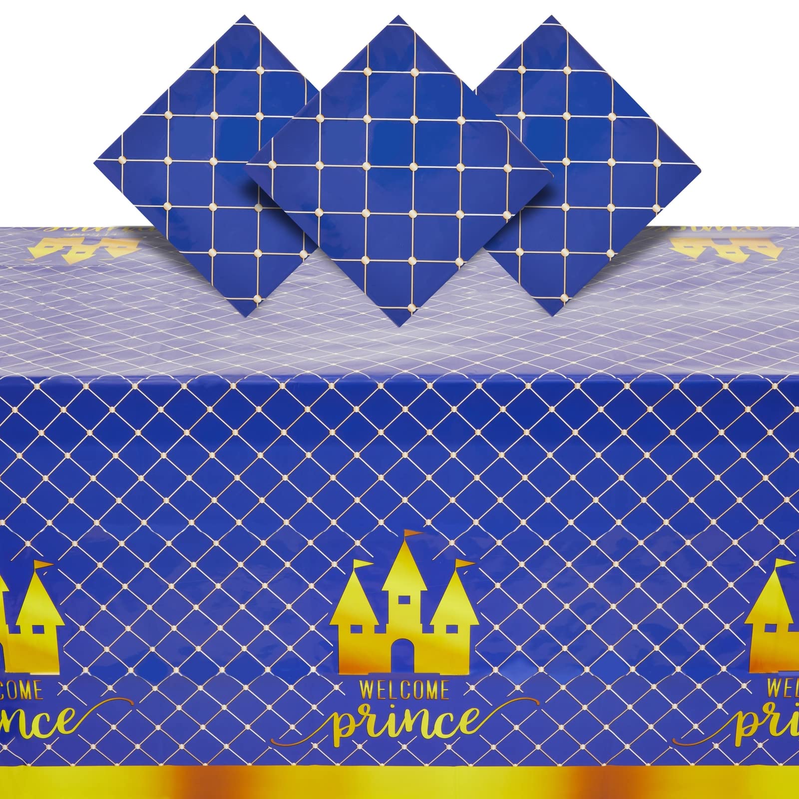 BLUE PANDA Royal Prince Baby Shower Table Cloth - 54 x 108 in, Royal Blue, 3 Pack - Plastic Table Cover &amp; Party Tablecloth for Baby Shower &amp; Birthday