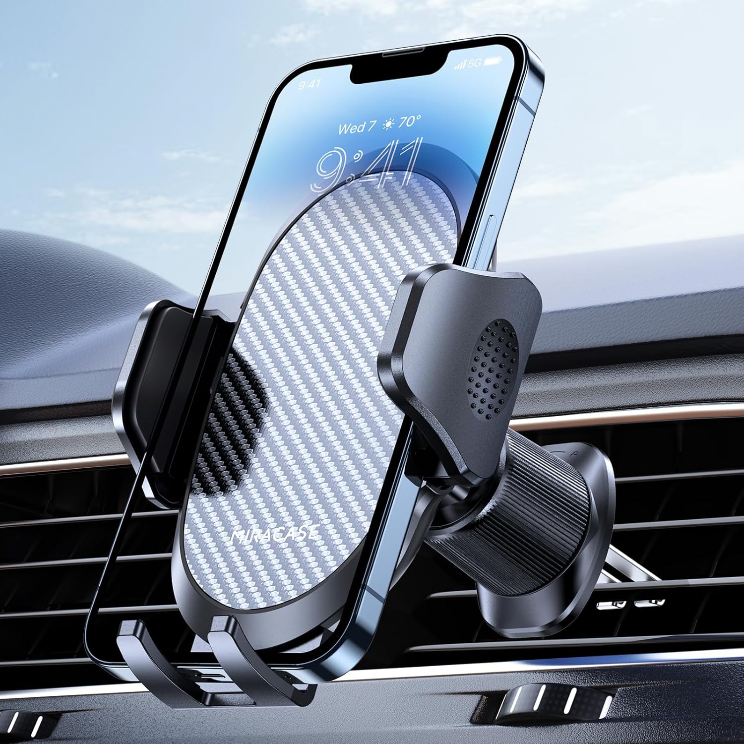 Miracase Phone Holders for Your Car with Metal Hook Clip, Air Vent Cell Phone Stand Car Mount, Universal Automobile Cradle for Garmin GPS Fit iPhone Android and All Smartphones, Dark Black Miracase Phone Holders for Your Car with Metal Hook Clip, Air Vent Cell Phone Stand Car Mount, Universal Automobile Cradle for Garmin GPS Fit iPhone Android and All Smartphones, Dark Black