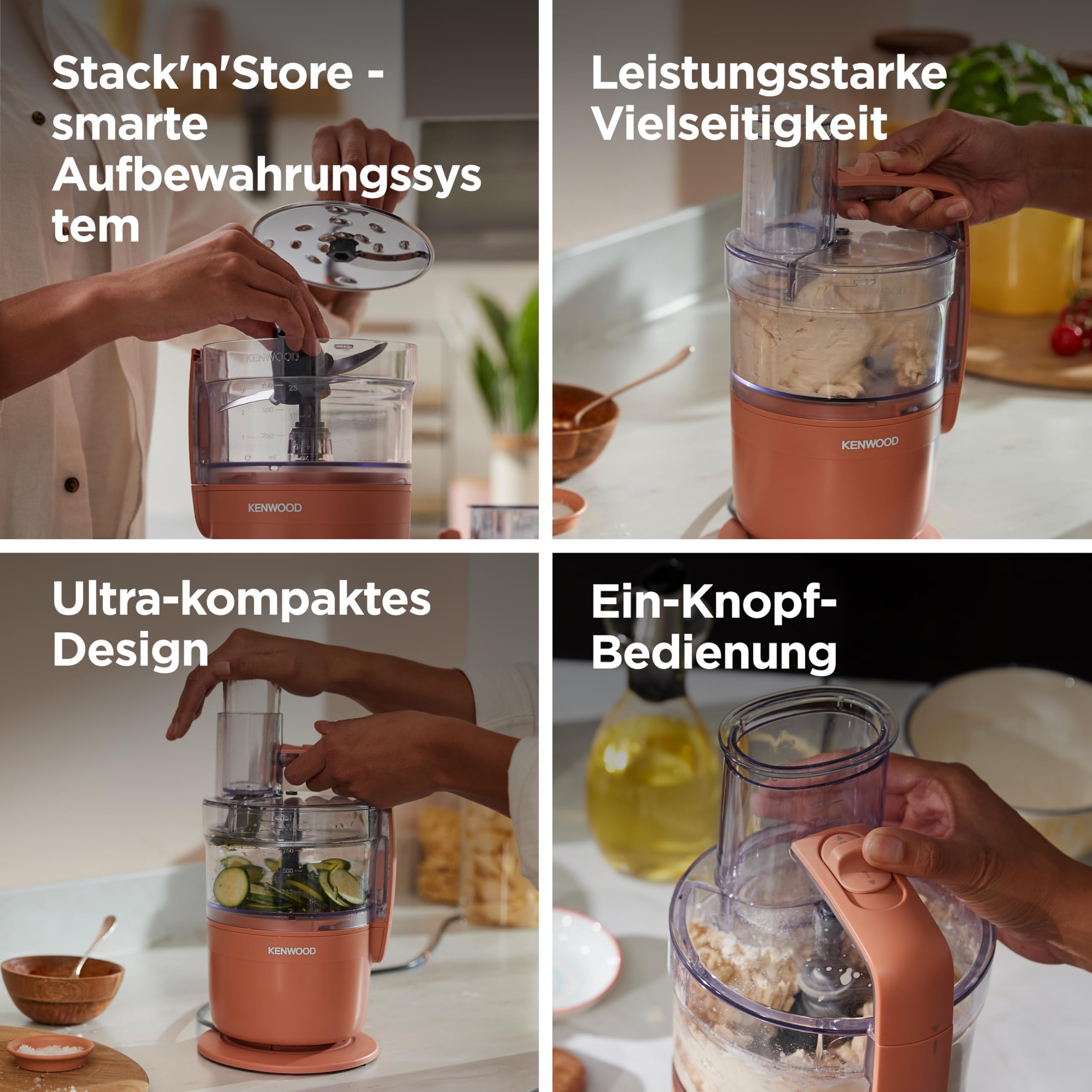 Kenwood MultiPro Compact wielofunkcyjny robot kuchenny z funkcją Express Serve, ostrzem ze stali nierdzewnej, tarczami do krojenia i tarką, funkcją pulsu, gliną czerwoną (FDP23.140RD)