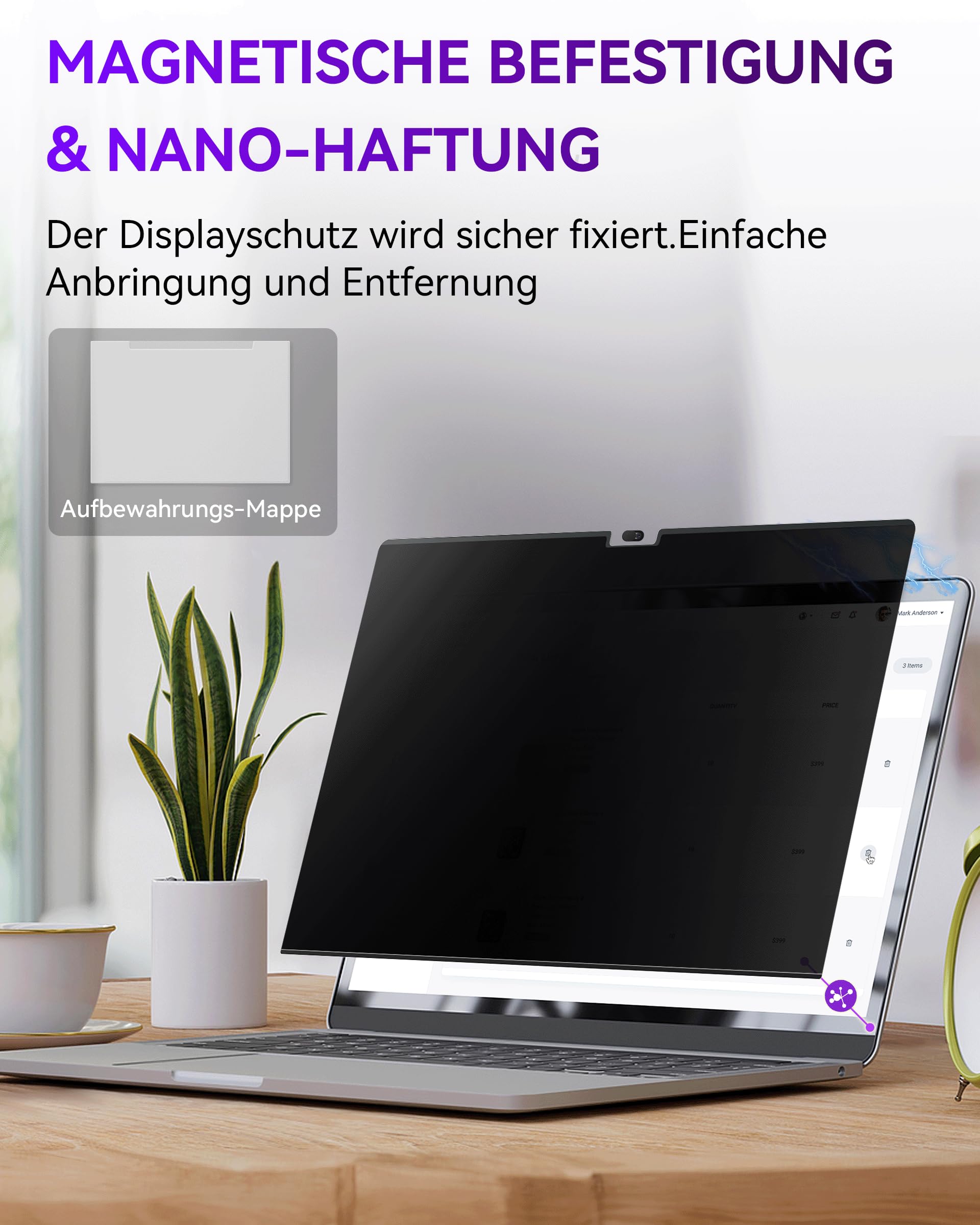 Blickschutzfilter MacBook Air 13,6 Zoll - Privacy Screen Mit Blaulichtfilter