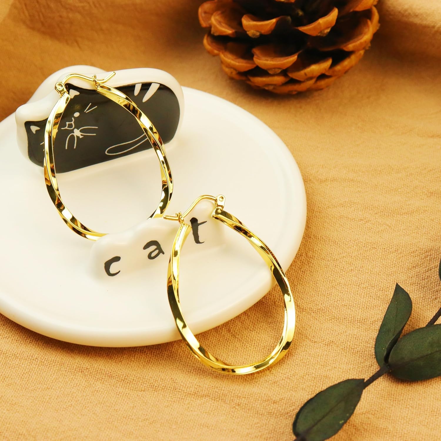 ToHeart Gold Hoop Earrings for Women Gold Plated Twist Hoop Earrings - Image 4