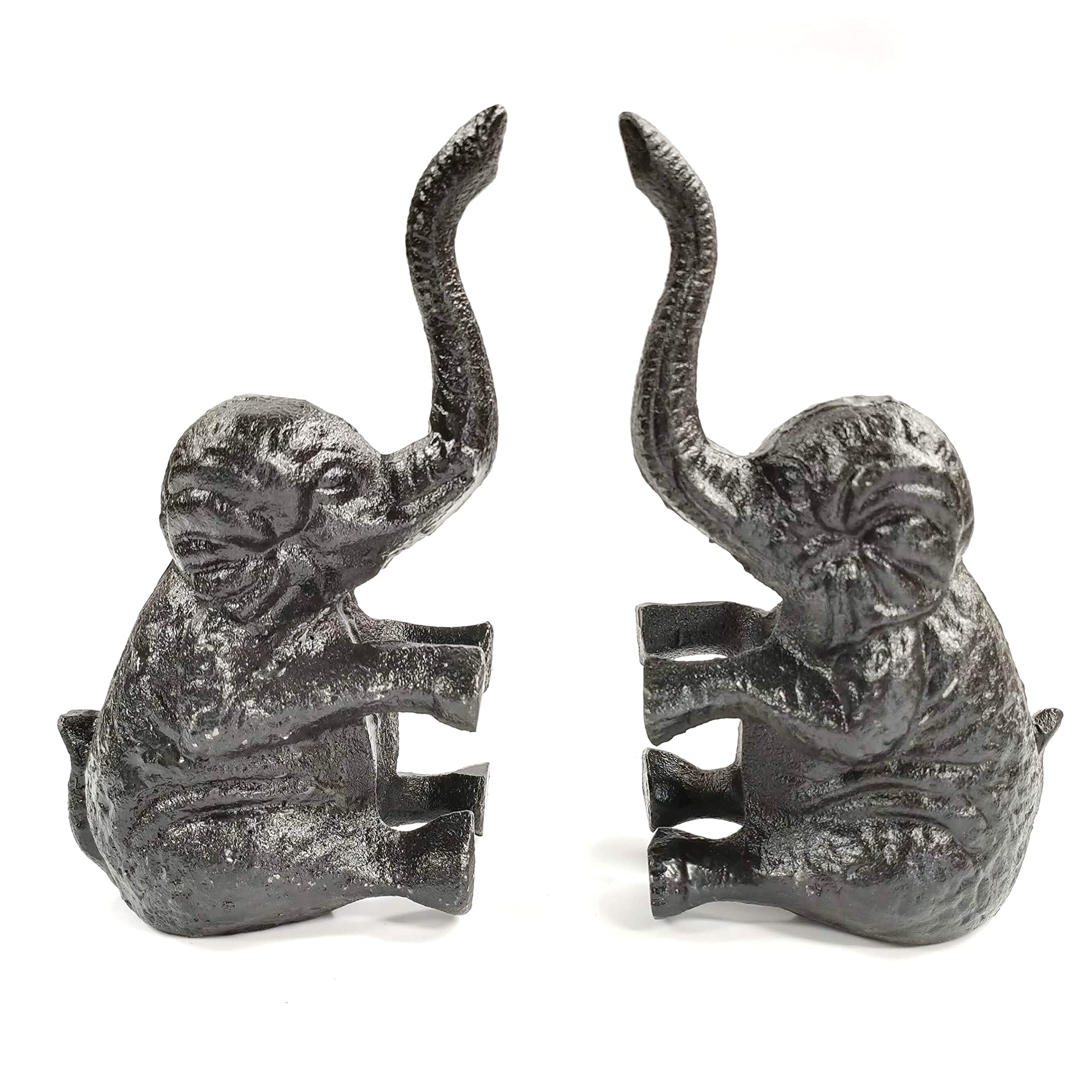 Cast Iron Bookends or Door stops. A set of 2 Sitting Elephants. Ideal for an animal lover and a book lover alike. Safari & wildlife chic (Pack of 2)
