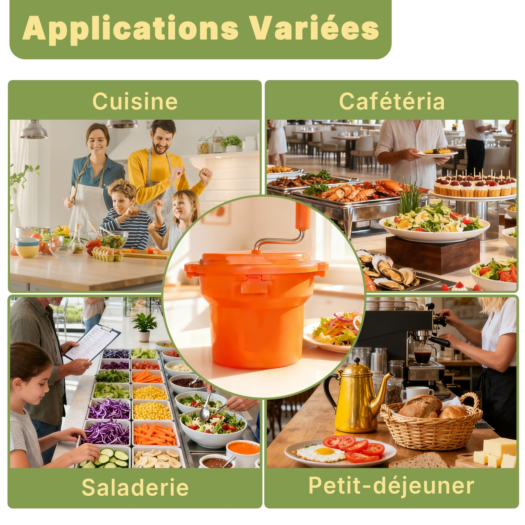 Hakka Essoreuse à Salade Professionnelle, Essoreuse Manuelle à Salade de 25 Litres, Essoreuse à Laitue Géante avec Tapis Antidérapant en Silicone et Tuyau D'évacuation, pour Essorer Jusqu'à 7 Laitues