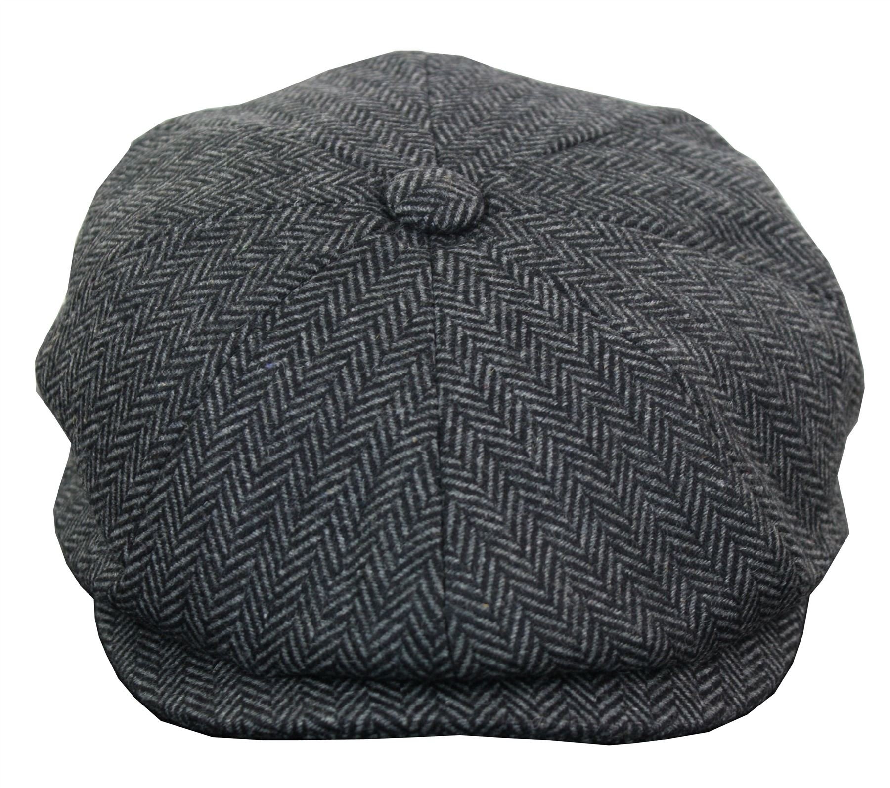 TruClothing Mens Tweed Newsboy Cap Baker Boy Flat Check Grandad Hat Blinder 8 Panel Charcoal XL