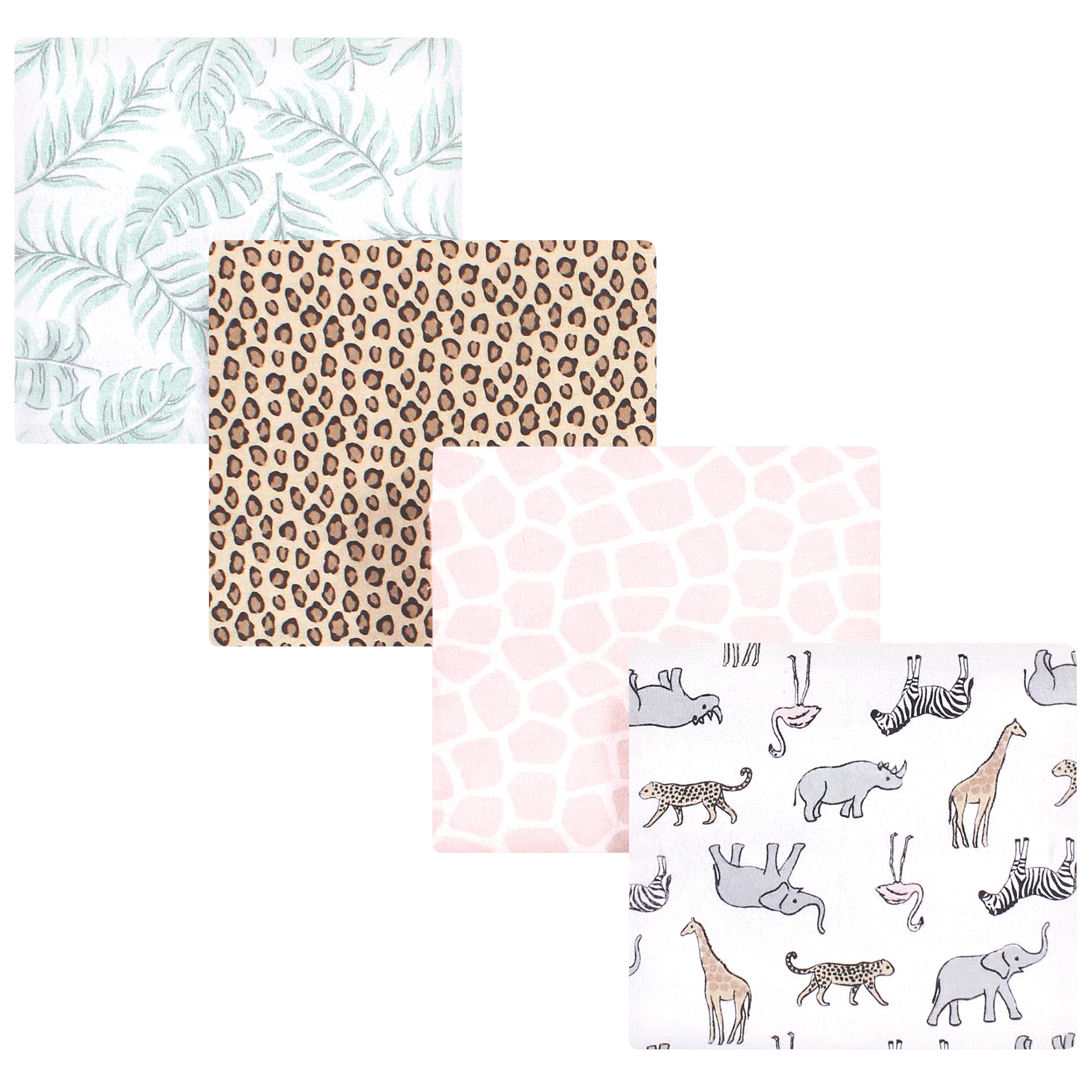 Hudson Baby Unisex Baby Cotton Flannel Receiving Blankets, Modern Pink Safari, One Size