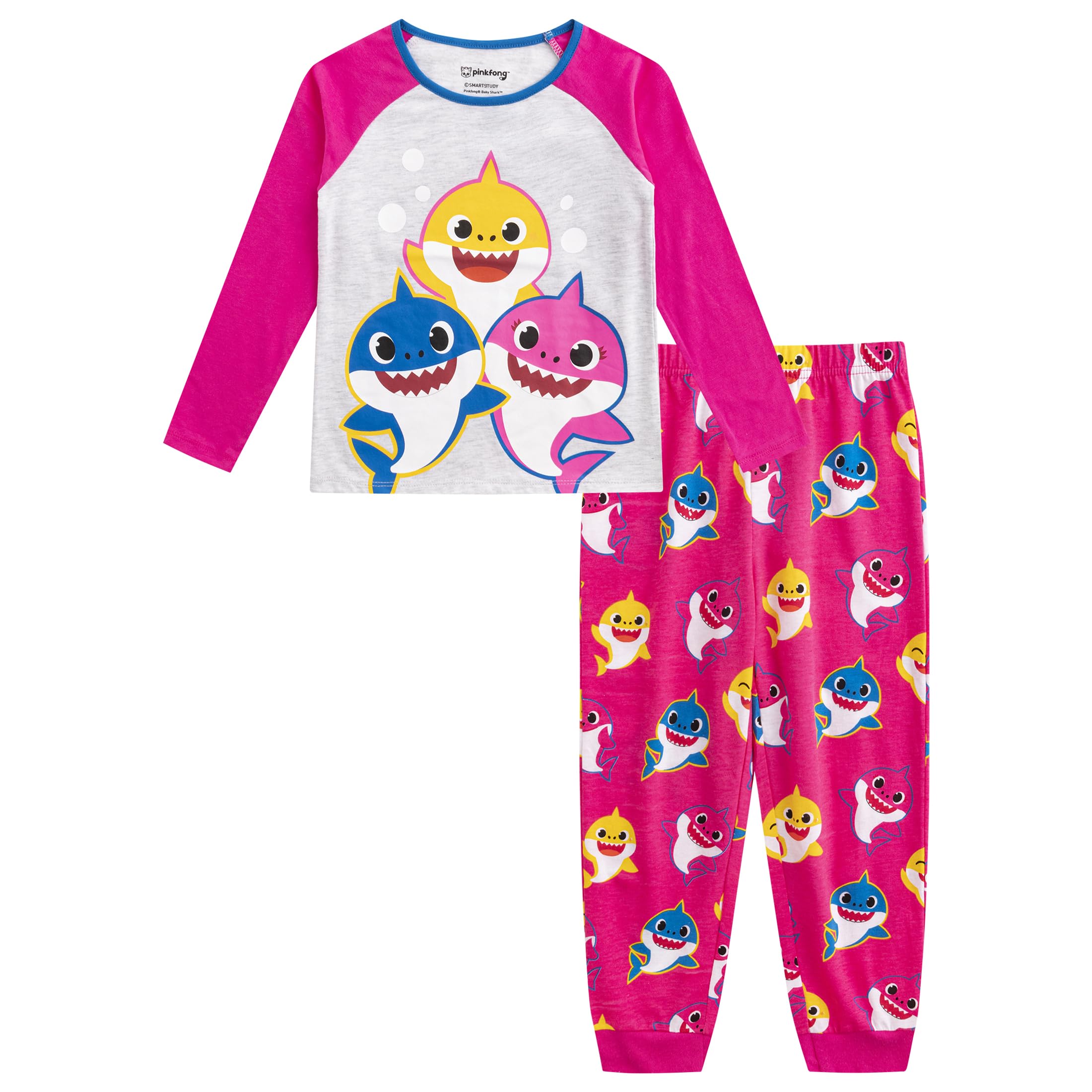 Nickelodeon Baby Shark Girls’ Long Sleeve Shirt and Jogger Set for Infant,  Toddler and Little Kids – Pink/Grey