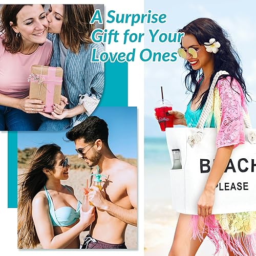 Miniatura 8 de TESALATE Bolsa grande de lona para playa con cremallera para mujer, para nadar, viajar, ir de compras, gimnasio y vacaciones en la playa