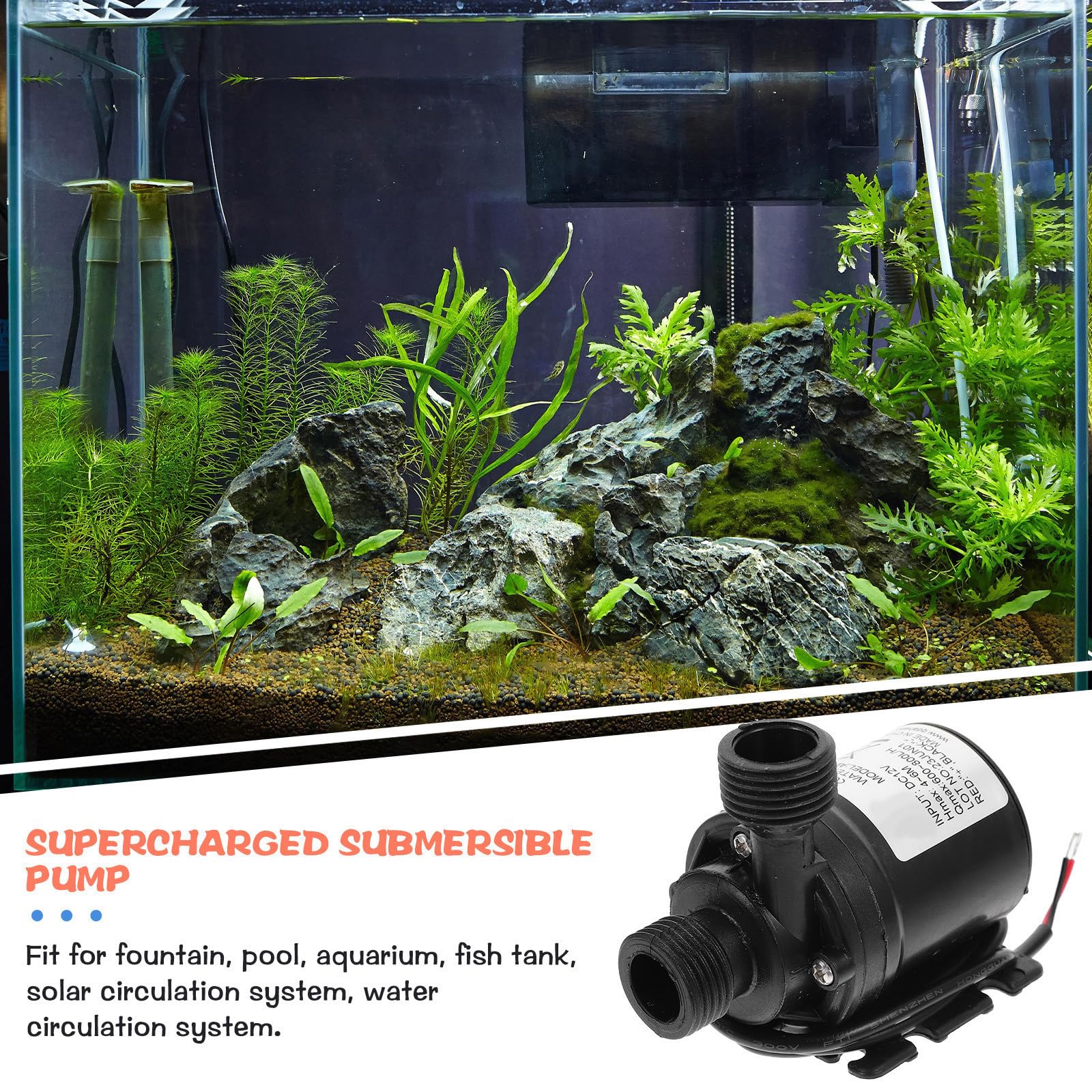 2 Piezas Bomba de Agua Sumergible Mini 800l/h Negro Plástico