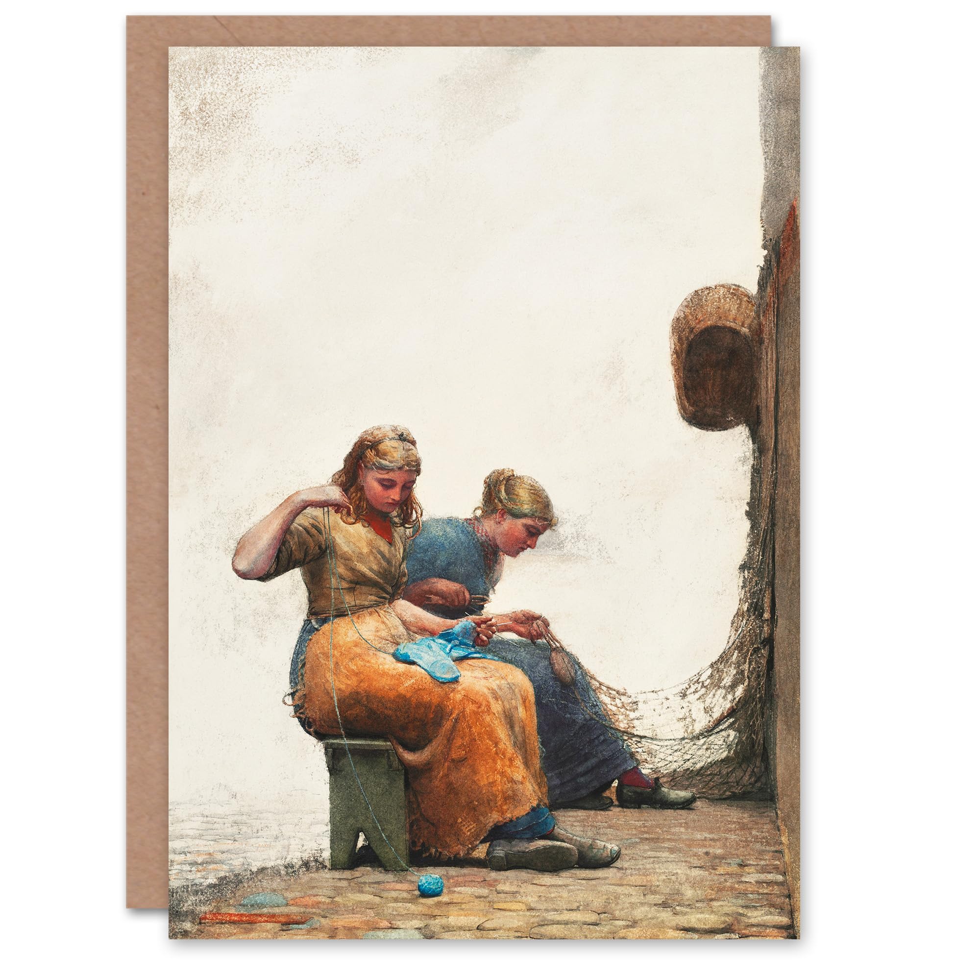 Artery8 Winslow Homer Art Card Women Mending the Fishing Nets