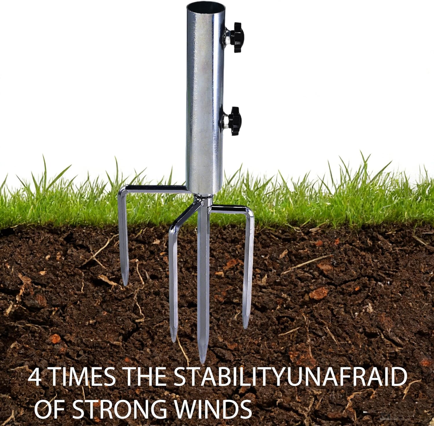 Flag Pole Ground Stake Holder, Heavy Duty Metal, 1.49 inch Diameter Mount, Adjustable Ground Mount for Portable Flagpole (Diamond) - Image 2