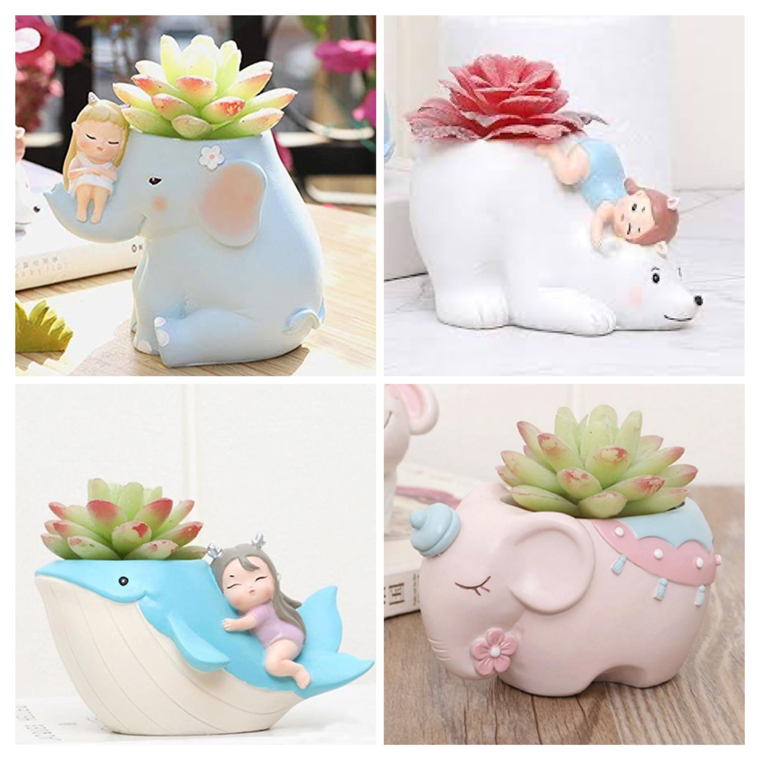 Brotherhood Enterprise Polyresin Pot, Combo Pack of4 Pcs Cute Girls On Elephant, Whale, Unicorn & Bear Resin Succulent Pot Trendy & Succulent Indoor & Outdoor Pot(Without Planter) (Multicolor) (B0CQVSSXHF) Amazon Price History, Amazon Price Tracker