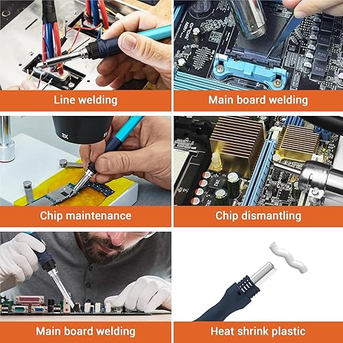 Miniatura 7 de 881 2 en 1 SMD Estación de soldadura y retrabajo de aire caliente con pantalla LCD, F C, suspensión automática y espera, corrección digital, alambre