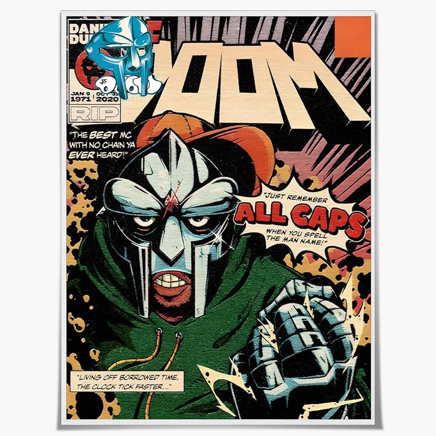 Amazon.com: Hip Hop Poster MF Doom Poster Metal Face Rapper Poster