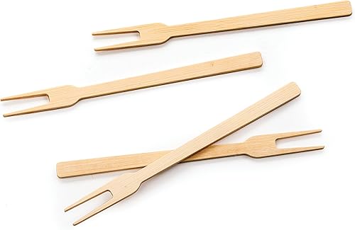 RSVP International Palillos de bambú compostables para servir y cócteles, tenedor de aperitivos, 50 unidades, 6 pulgadas