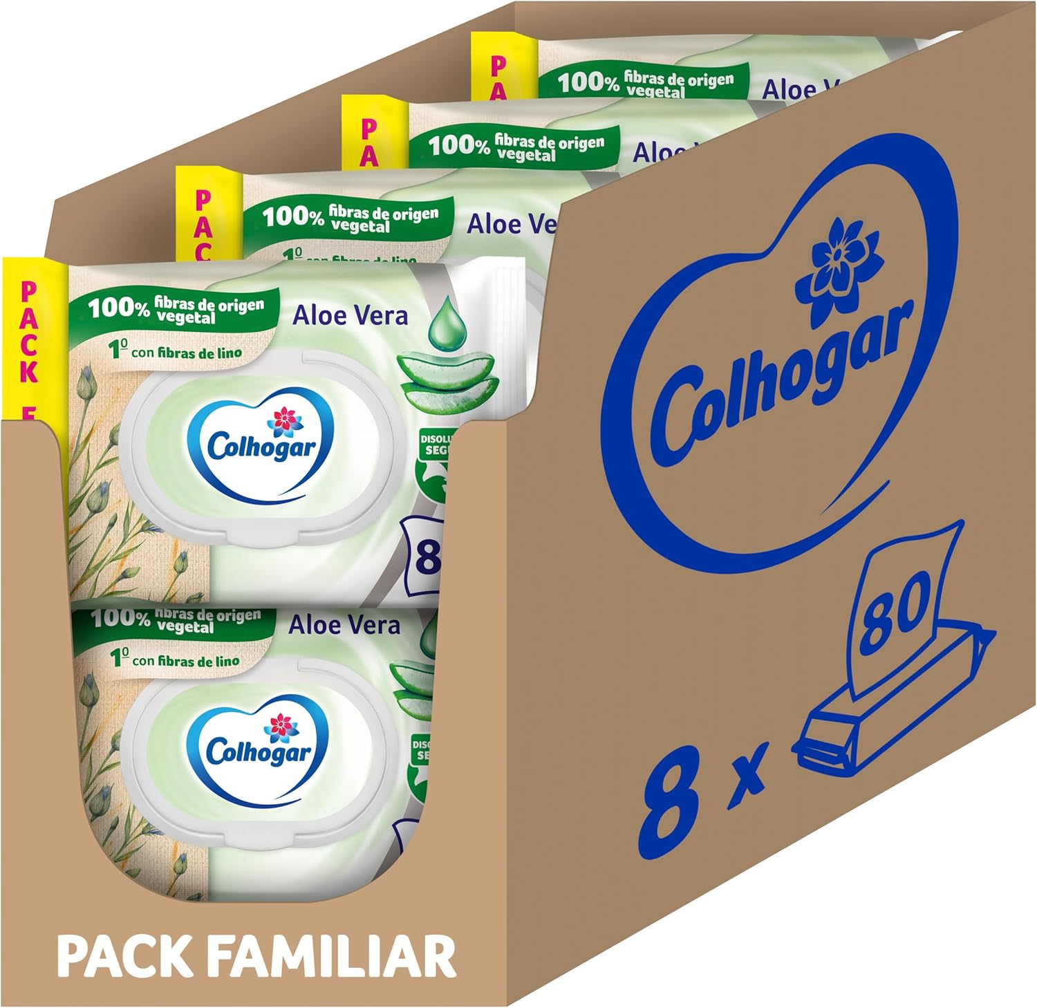 8 paquetes de toallitas desechables con extracto de aloe vera Colhogar Aloe por 9,55€ (marcando aplicar cupón en compra recurrente)