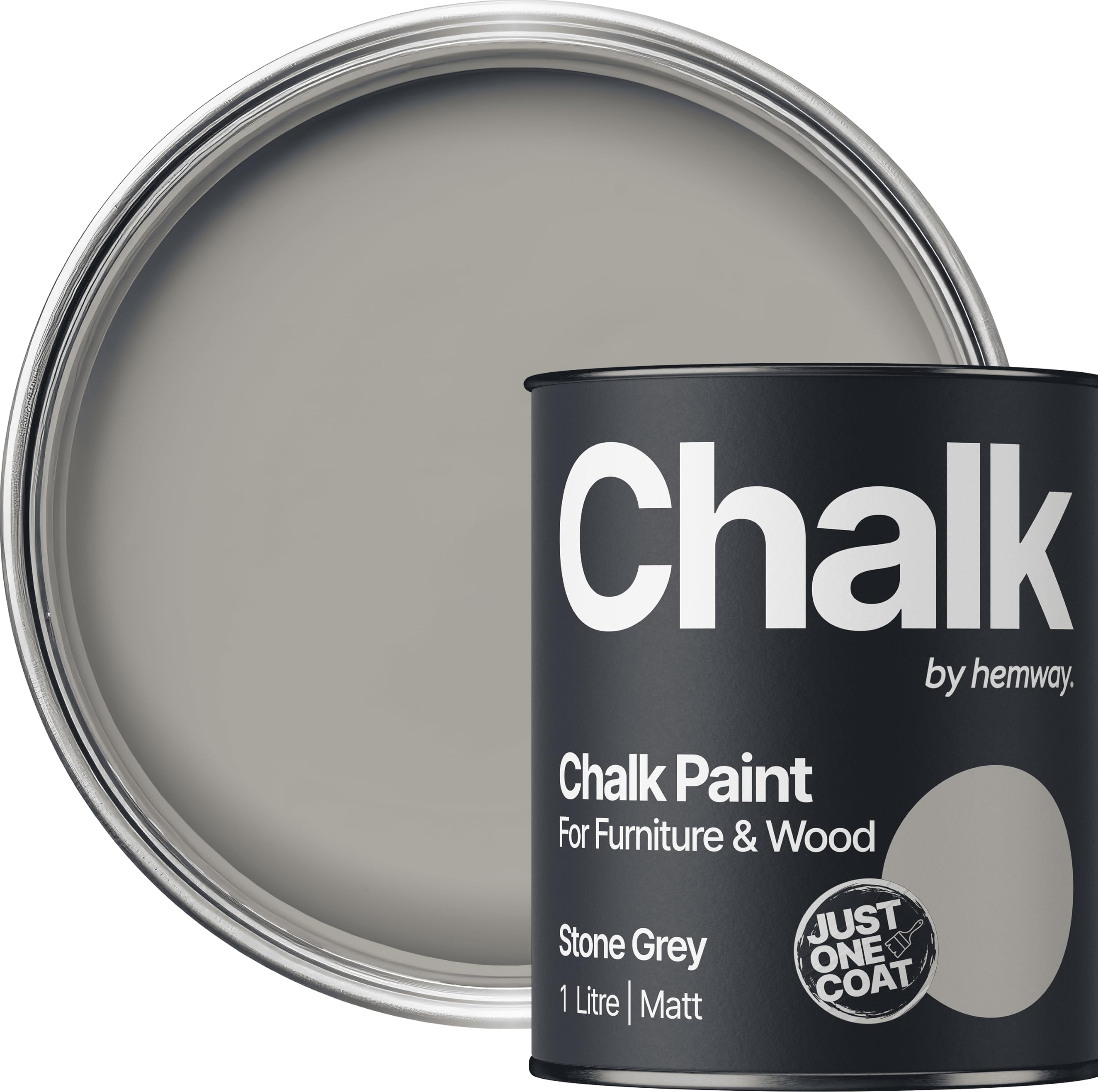 Hemway Chalk Paint Stone Grey 1L, Matt Finish Shabby Chic | Furniture Paint, Chalk Furniture & Walls, Quick Dry & 1 Coat