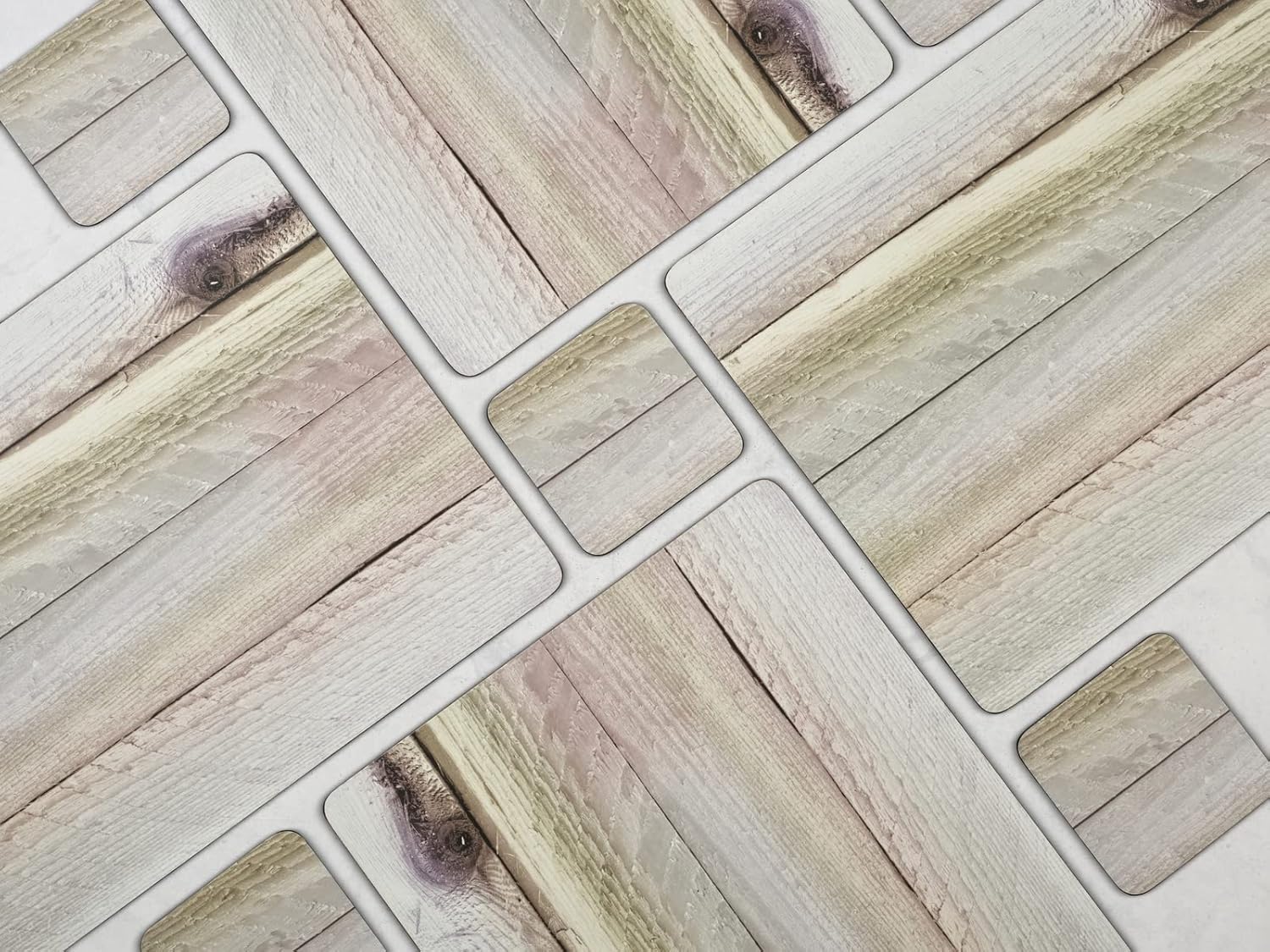 Rustic Driftwood Print Hardboard Placemats Set of 4