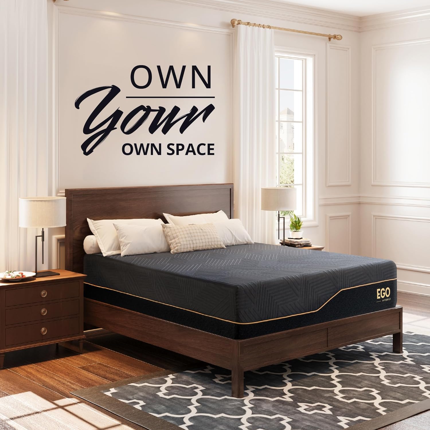 EGOHOME 14 inch Hybrid King Mattress, Memory Foam Pocket Spring Mattress with Cooling Cover, Bed in a Box, CertiPUR-US Certified, Made in USA, 76”x80”x14” Black King (U.S. Standard) 14 Inch Medium Plush