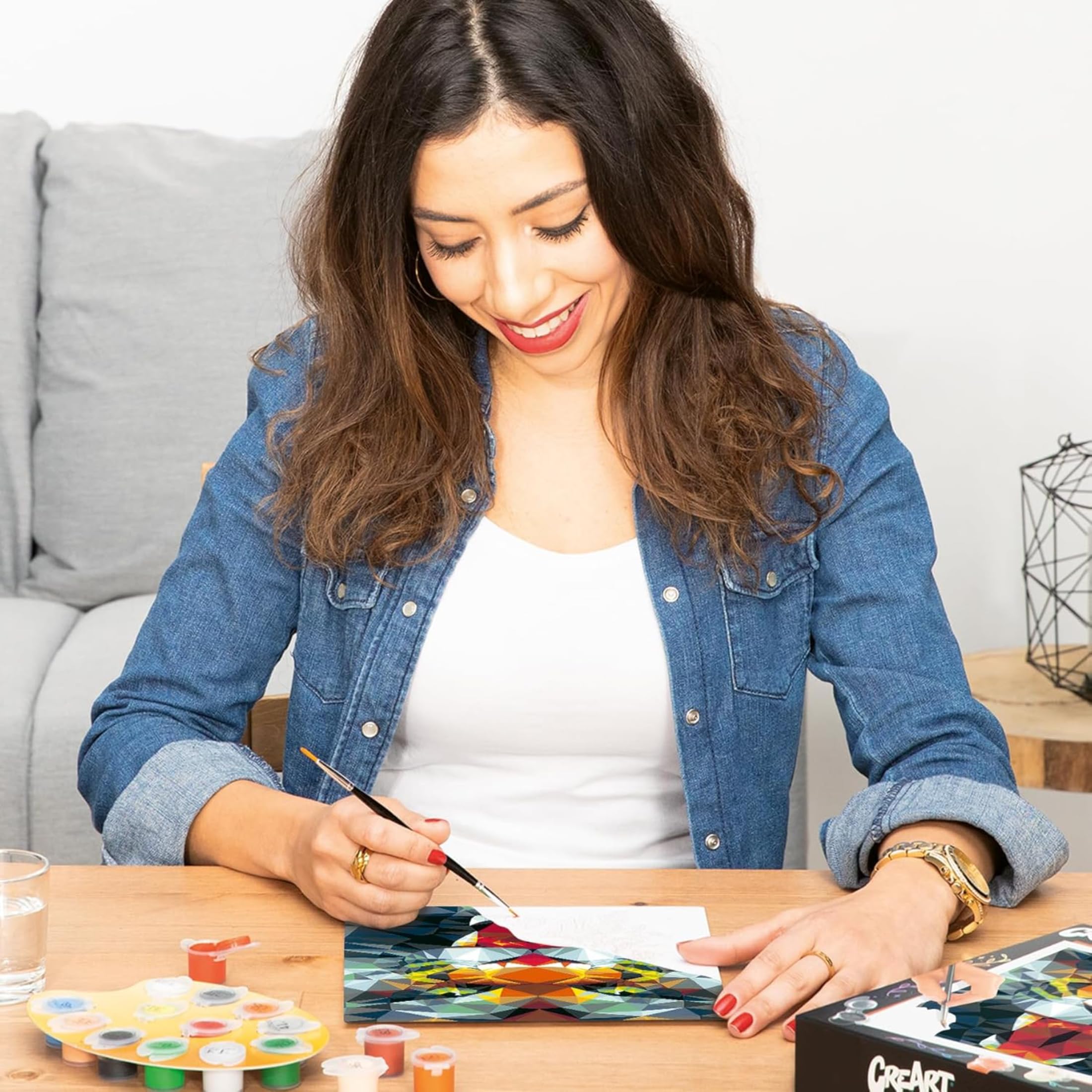Ravensburger - CreArt Tigre Stile Poligono, Kit per Dipingere con i Numeri, Contiene Tavola Prestampata 24x30 cm, Pennello, Colori e Accessori, Gioco Creativo e Relax per Adulti 14+ Anni