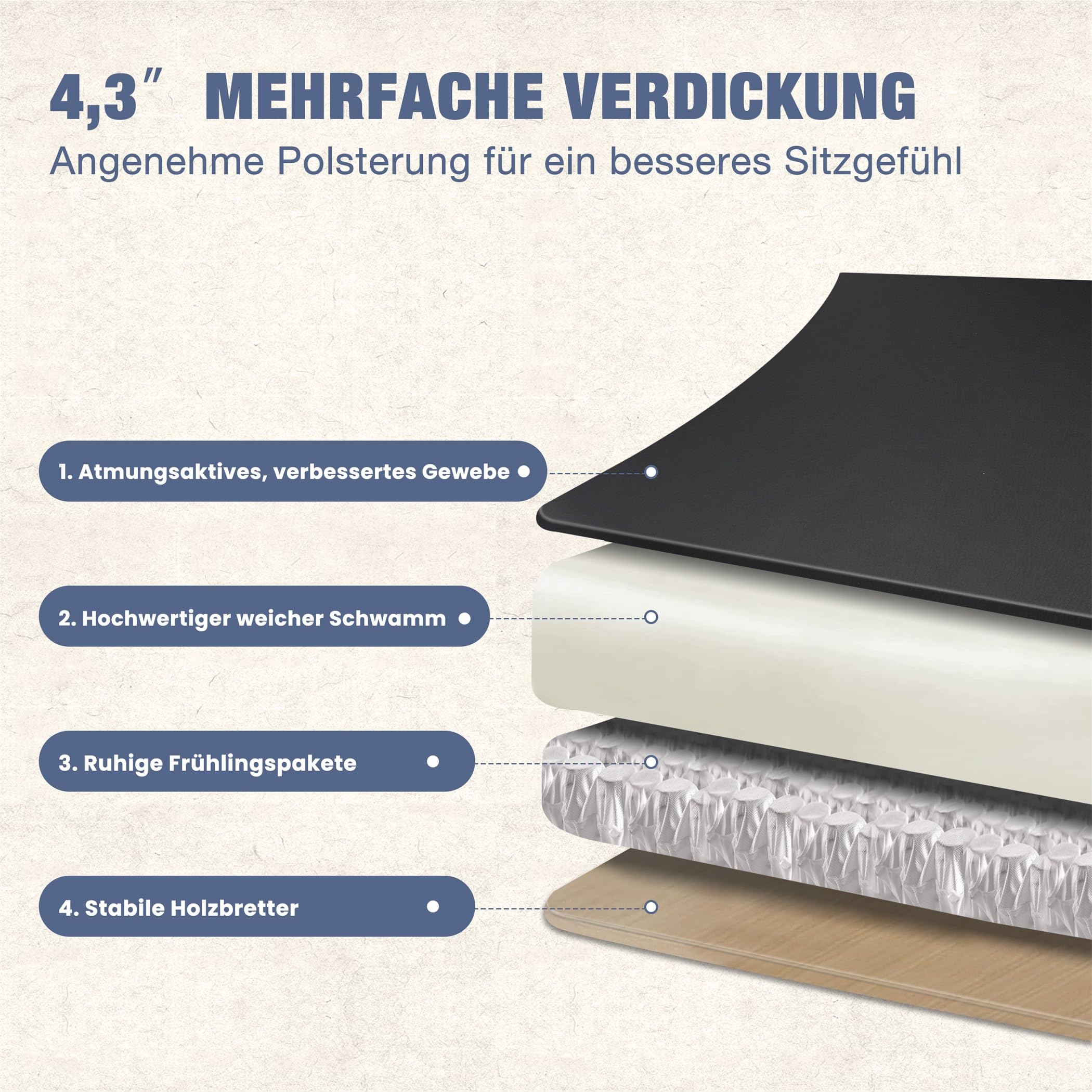 Bosmiller Ergonomischer Bürostuhl 180KG Verstellbare Schreibtischstuhl mit Hoher Rückenlehne und Breite Sitzfläche Hochklappbarer Armlehne Office Chair für Büro Computer Chefsessel