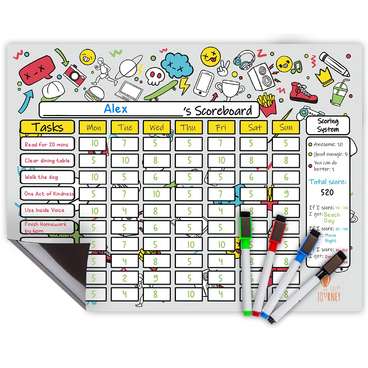 Buy GAMIFIED Weekly Chore Chart for Kids and Teens Includes 4 Dry