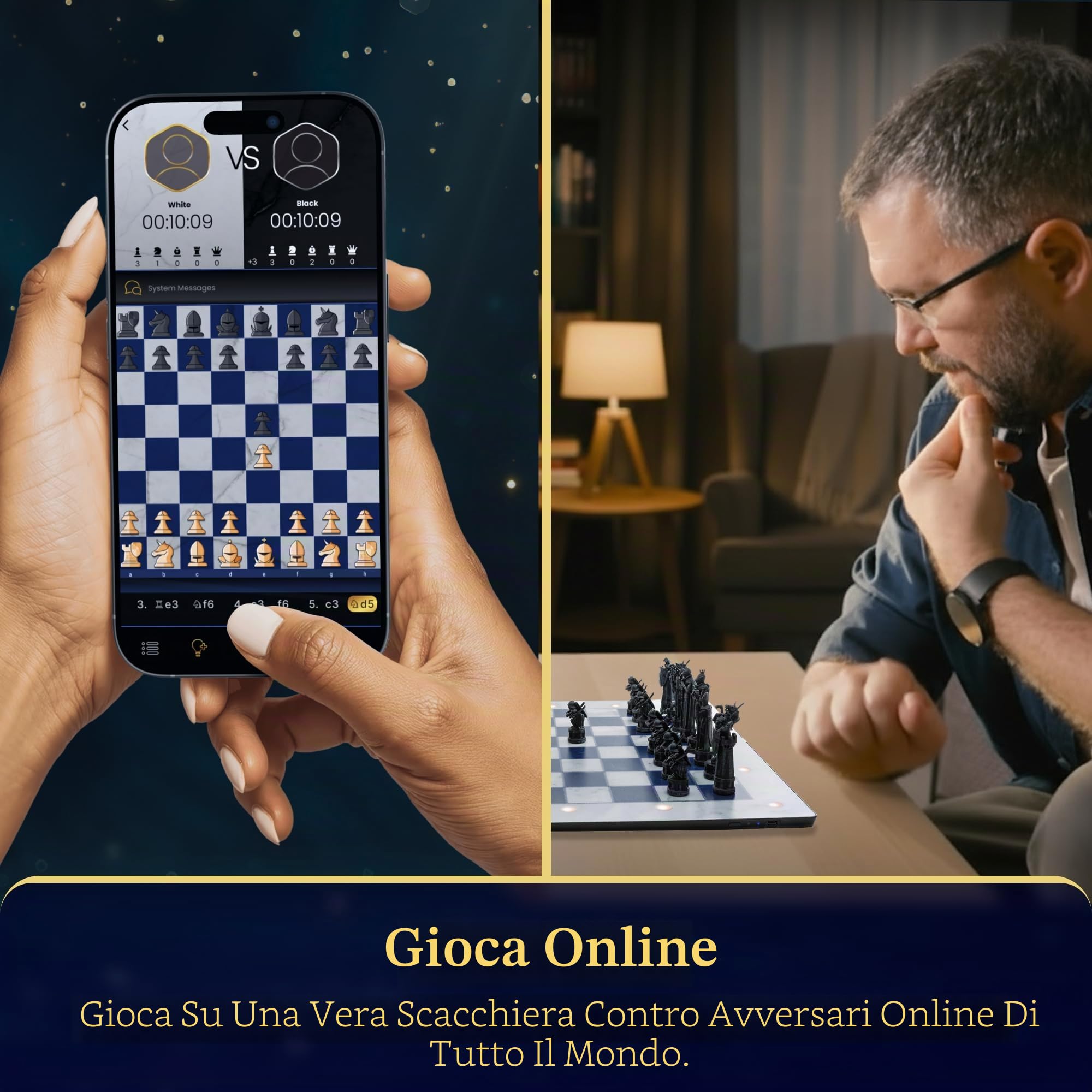 Gioco da tavolo elettronico di scacchi di Harry Potter. GoChess Mini Mago. Set di scacchi illuminato per tutti i livelli di abilità. App di gioco online per gli appassionati di Harry Potter e gli