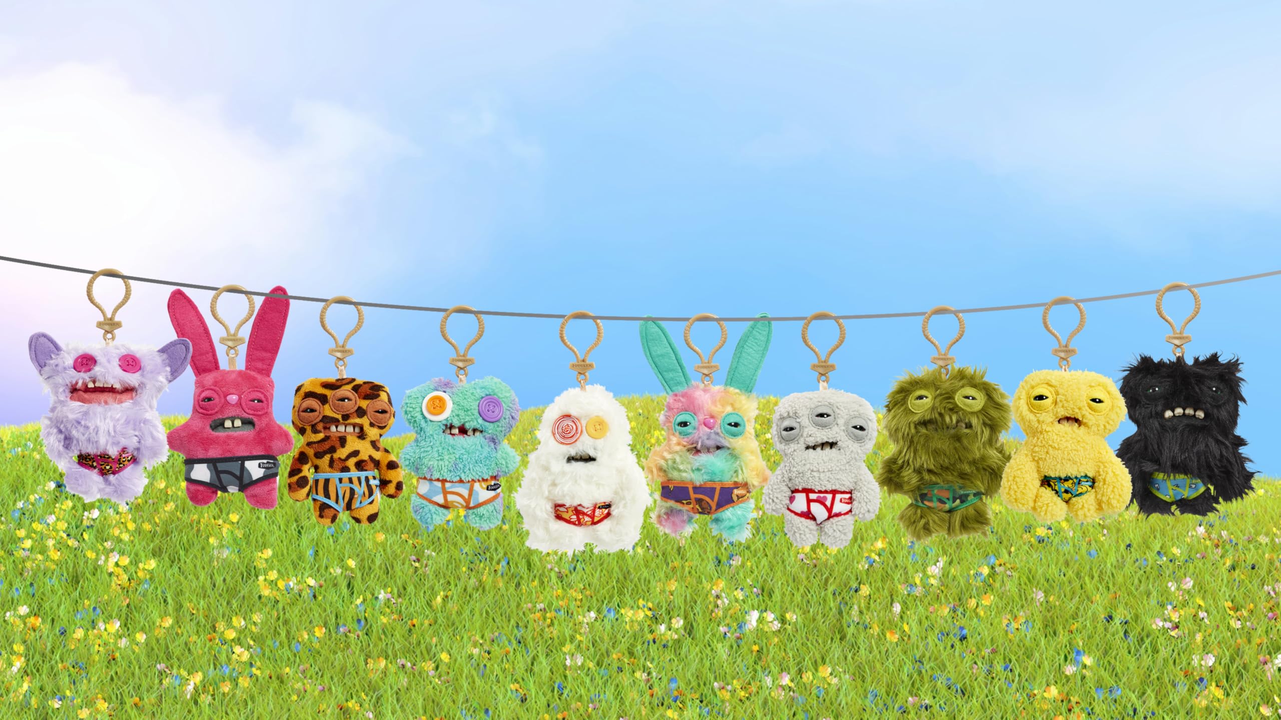 Fuggler Key Rings  by ZURU Funny Ugly Monster, Plush, Collectible, Toy (3 Pack)