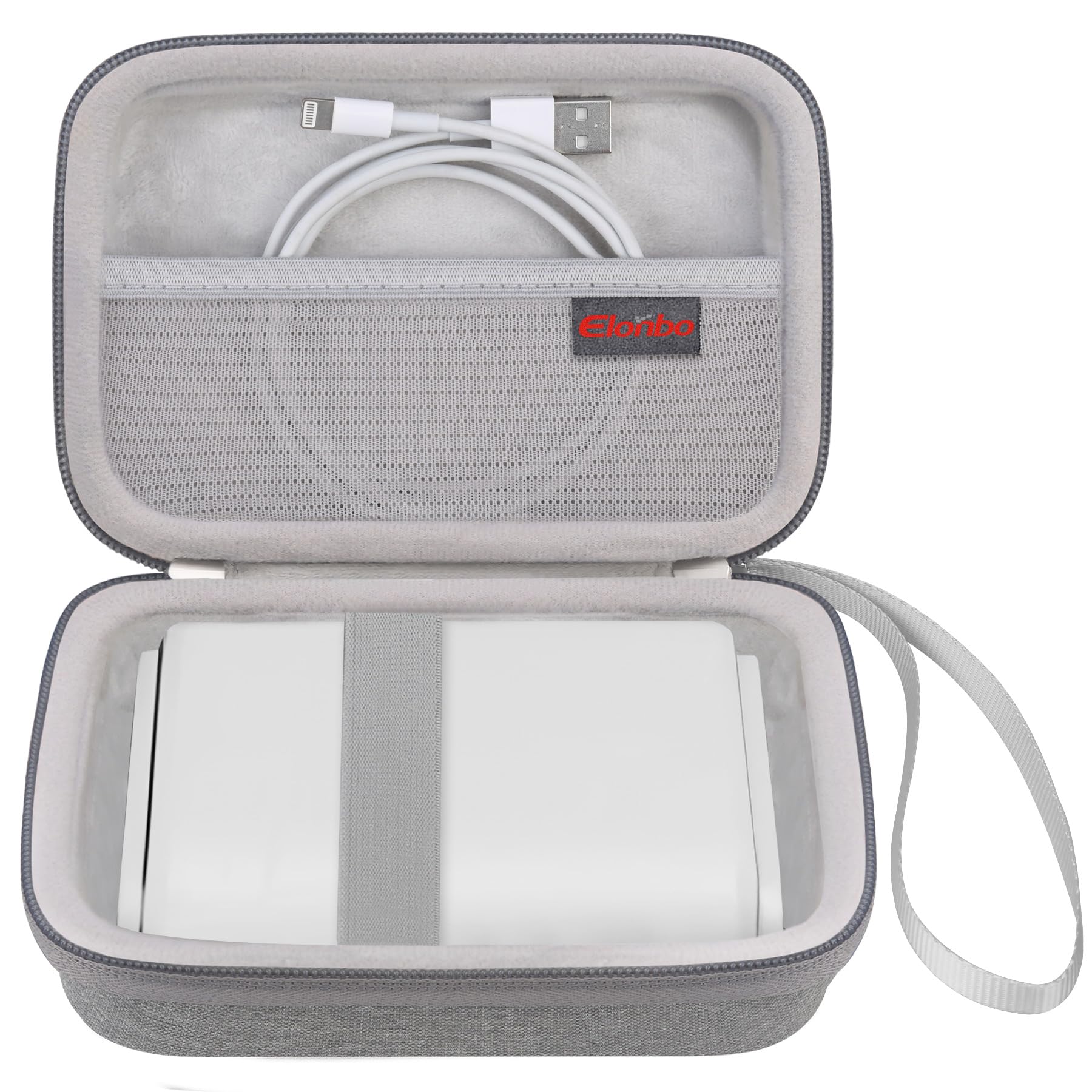 Elonbo Carrying Case for T02 Mini Printer, Compatible with Memoking/Omezizy/Memoqueen/Phomemo/Ponek T02 Portable Bluetooth Thermal Label Maker Travel Bag, Small Smart Handheld Labeler Holder, Grey