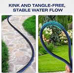 Ultra Léger 100FT Couche de jardin - Tuyau flexible sans évier, conception non-expansive avec raccords en laiton en aluminium, prothèse de pince pour utilisation sur la cour/la pelouse/extérieur(Noir-bleu, 100 FT)