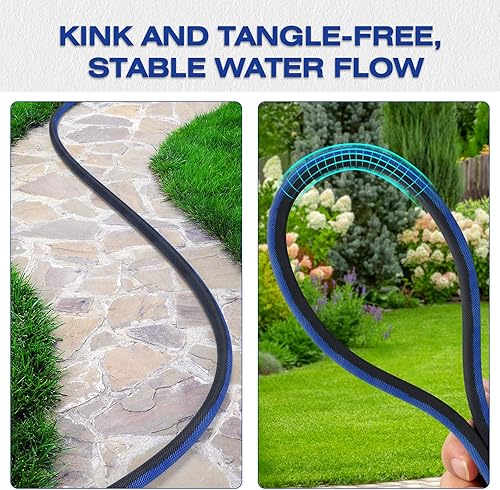 Miniatura 4 de Manguera de jardín ultraligera de 100 pies, manguera flexible resistente sin torceduras, diseño no expansible con accesorios de latón de aluminio, a