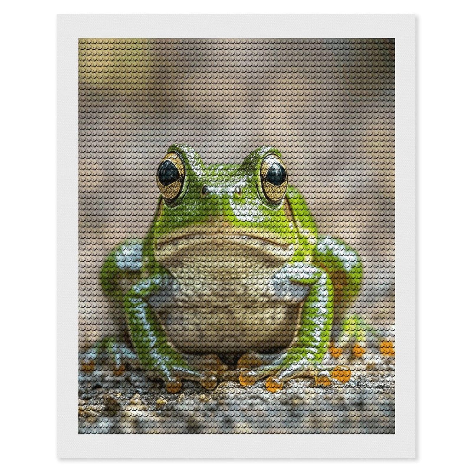 FekiLoot Cute Frog Diamond Painting Kits for Beginners DIY Diamond Art Kits for Adults Full Drill Round Diamond Dot Gem Art Painting Fun DIY Crafts for Home Kitchen Wall Decor Gift 16"x20"