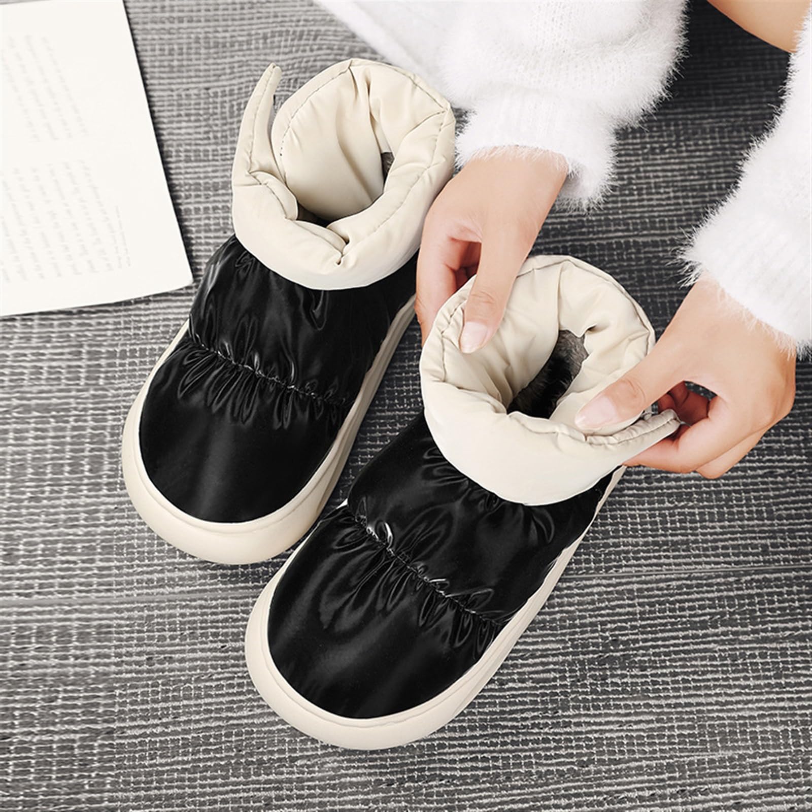 Zapatillas de Hombre Zapatos de algodón con Forro Interior de Tubo Alto para Mujer para Mantenerse abrigados en Invierno con Terciopelo Grueso para Uso doméstico y Exterior. Zapatillas de algodón