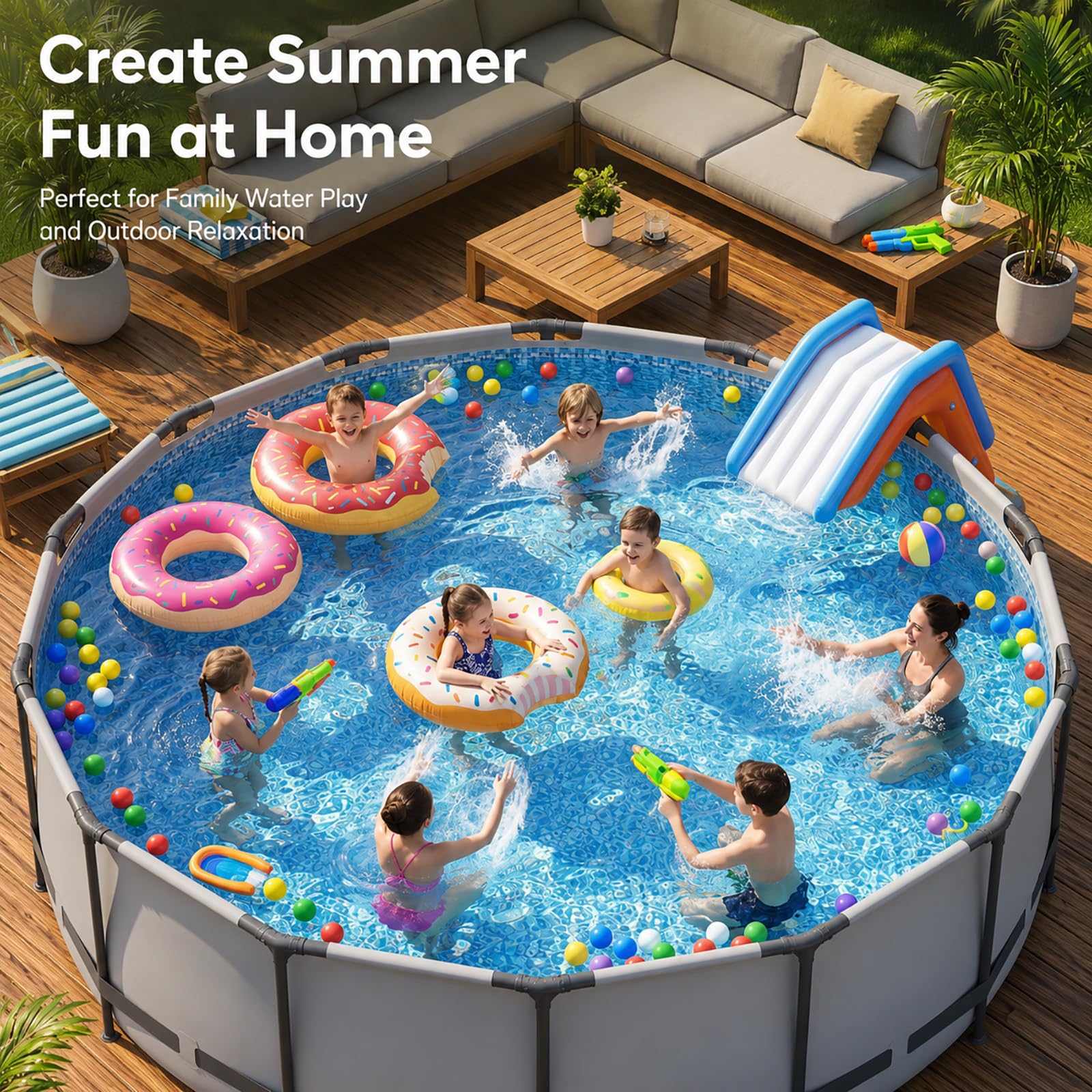 Grande Piscina Fuori Terra Tubolare, Piscina Familiare da Giardino | Telaio in Acciaio Resistente per un'Area Acqua Stabile e Divertente(305×76cm/120×30in)