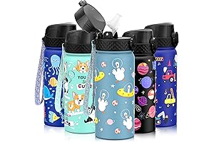 GOPPUS Kids Insulated Water Bottle: Spill-Proof, Stainless Steel Travel Bottle with Straw...