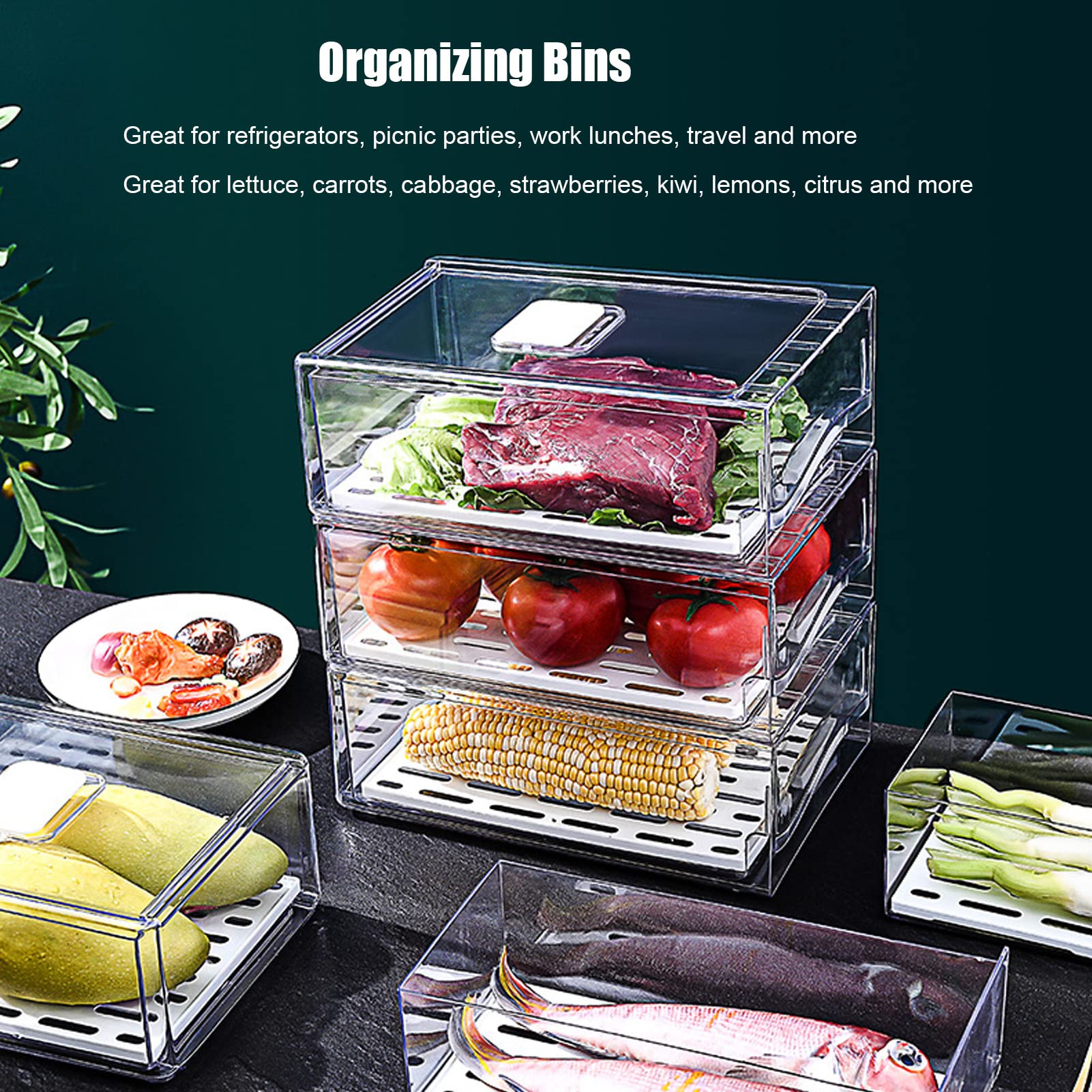 Cassetto di stoccaggio del frigorifero Contenitori per frigorifero Design estraibile Dispensa Cestino di stoccaggio per frutta formaggio e organizzazione alimentare Contenitore di piccole dimensioni